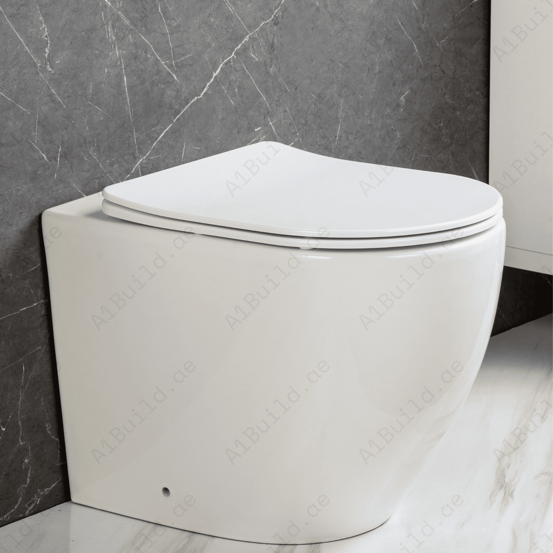 RIMLESS WALL HUNG WC PAN, 545*360*350 MM, WHITE. STEINHEIM –JOY: DUROPLAST SOFT- CLOSING SEAT AND COVER, WHITE