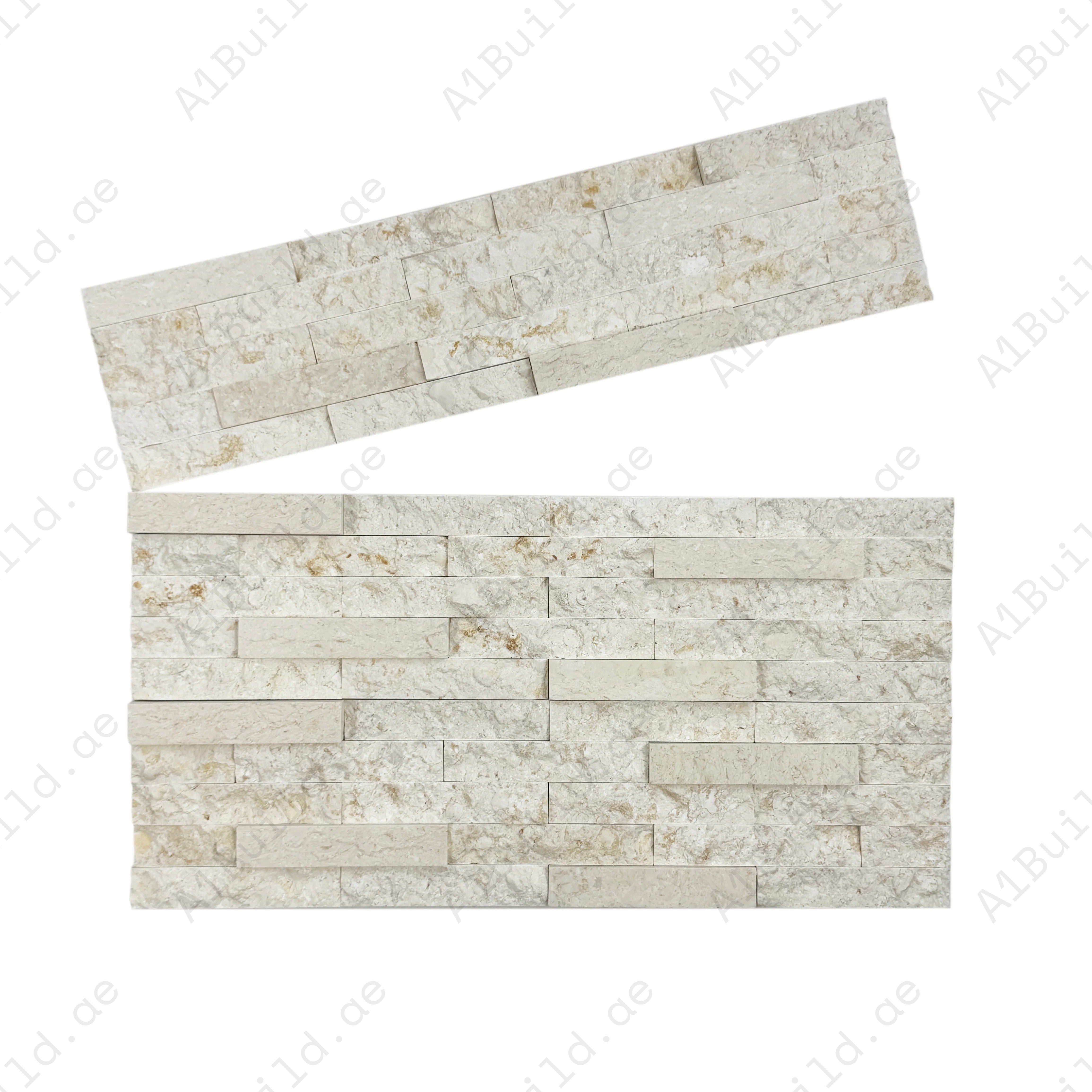 Refine spaces with Luxe Aura Light Beige marble cladding. Polished & split slate finish, durable & stylish for feature walls, fireplaces & exterior facades.