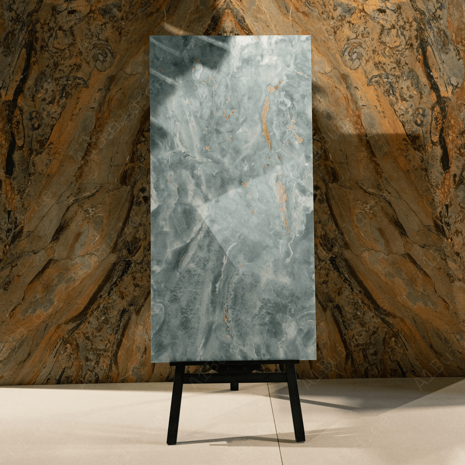 Regal Aqua porcelain tile 60x120cm 9mm thickness, aqua marble look design, durable porcelain tile, ideal for modern floors and walls.