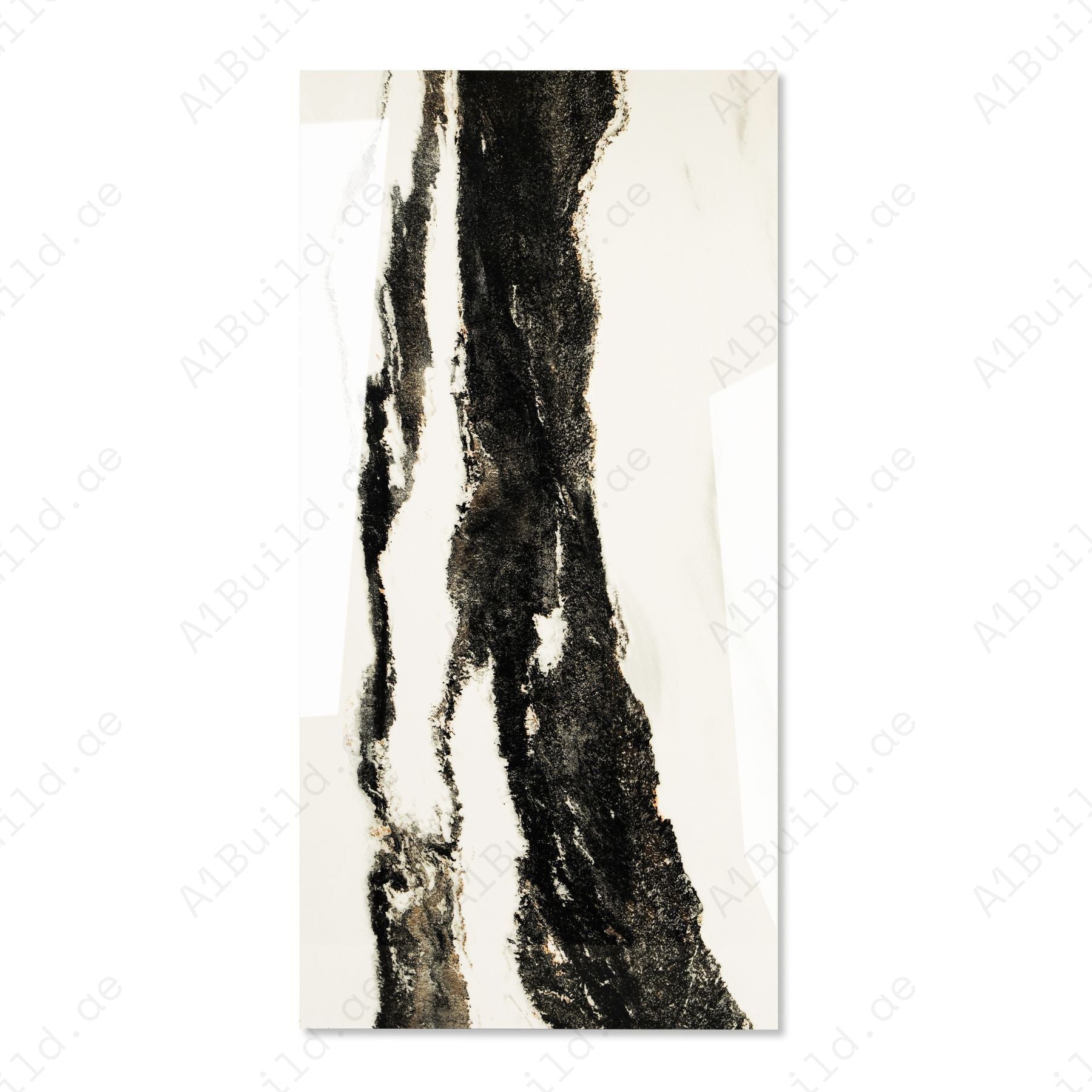 River White glossy marble effect porcelain tile 60x120cm with 9mm thickness features bright white base and polished luxury finish.