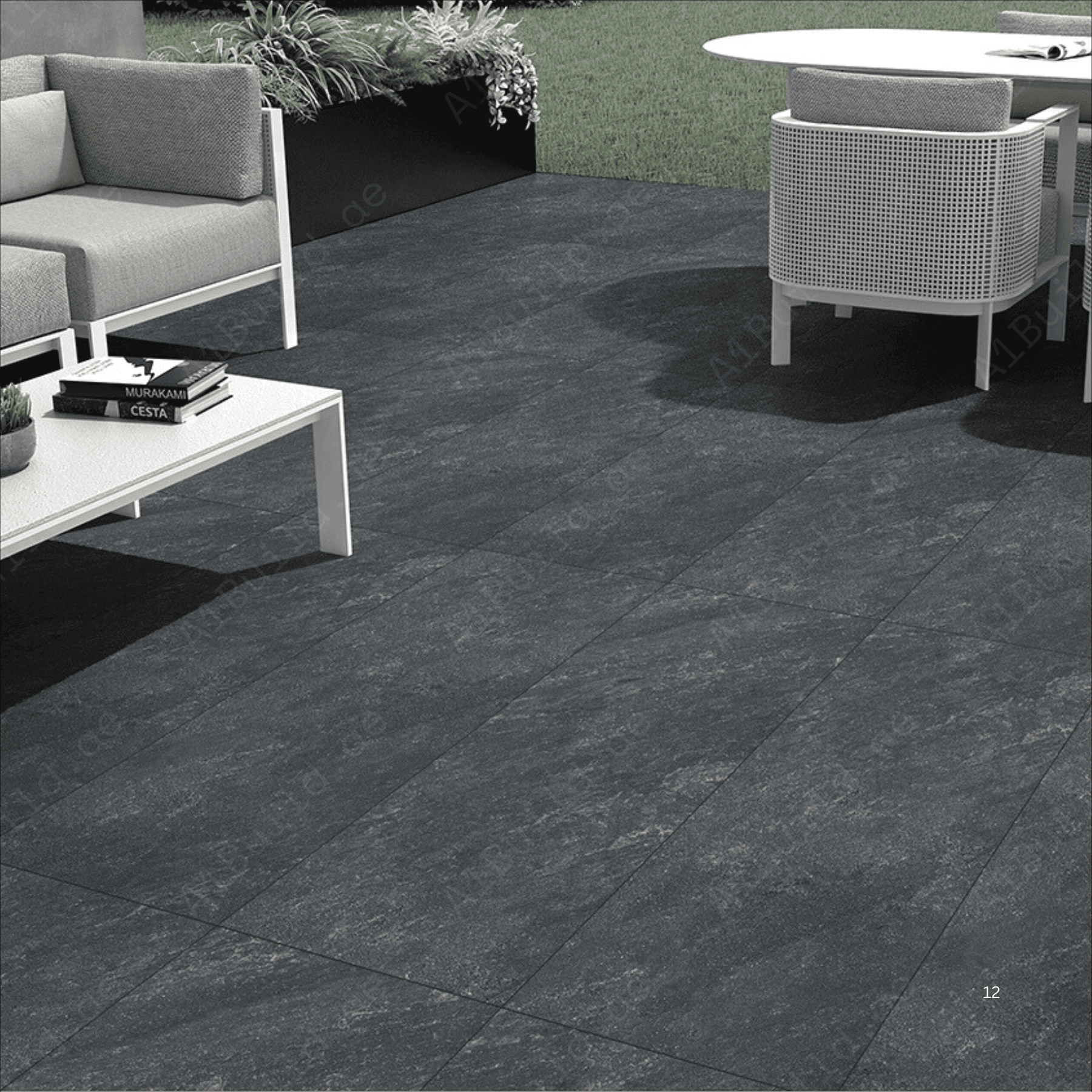 Classic Anthracite Rough Matt (R11) Outdoor Porcelain Tiles | 60x120cm Heavy Duty (R11) for Modern Exteriors