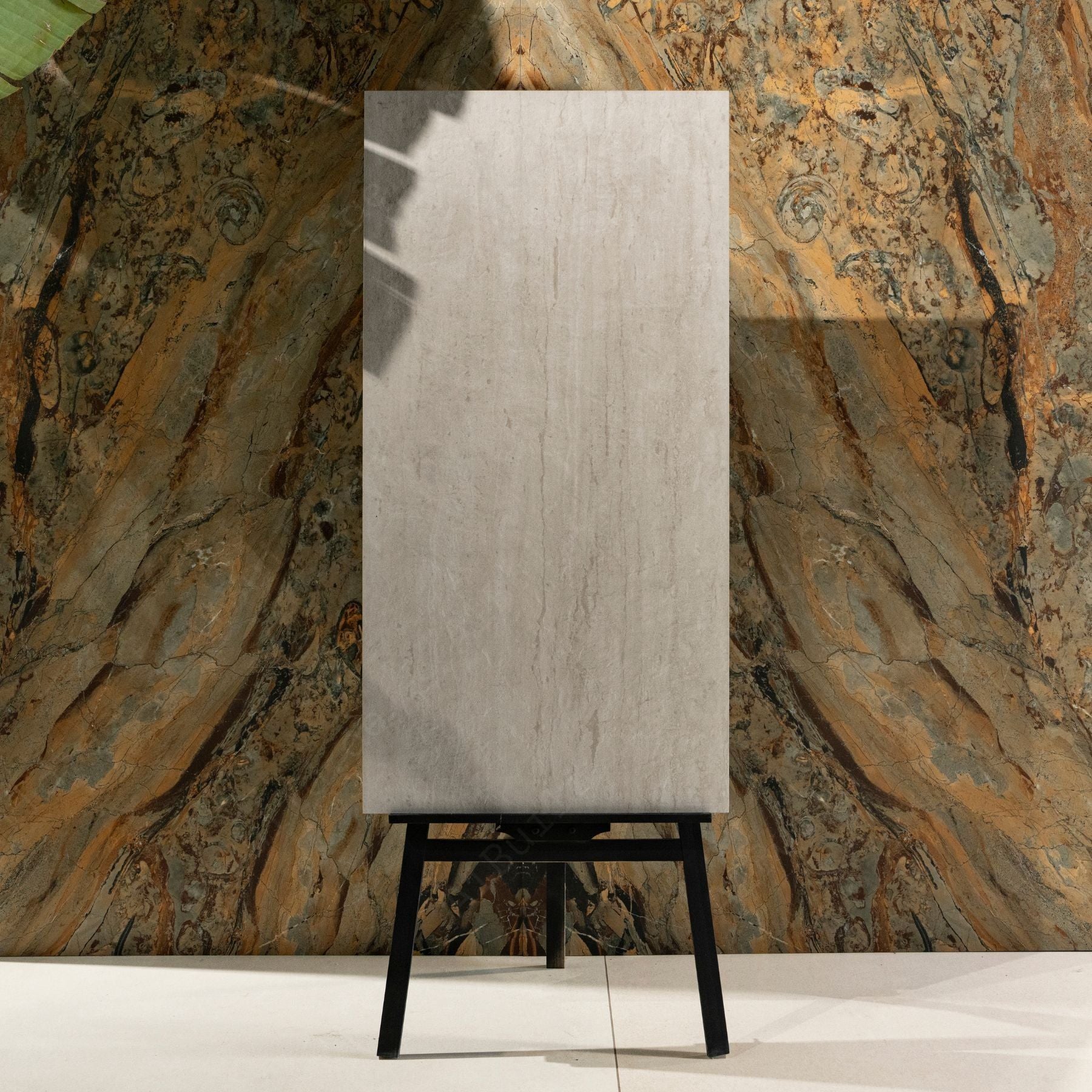 Roma Travertine matt porcelain tile 60x120cm x 2mm with natural stone texture. Durable large format tile perfect for modern floors and stylish interior walls.