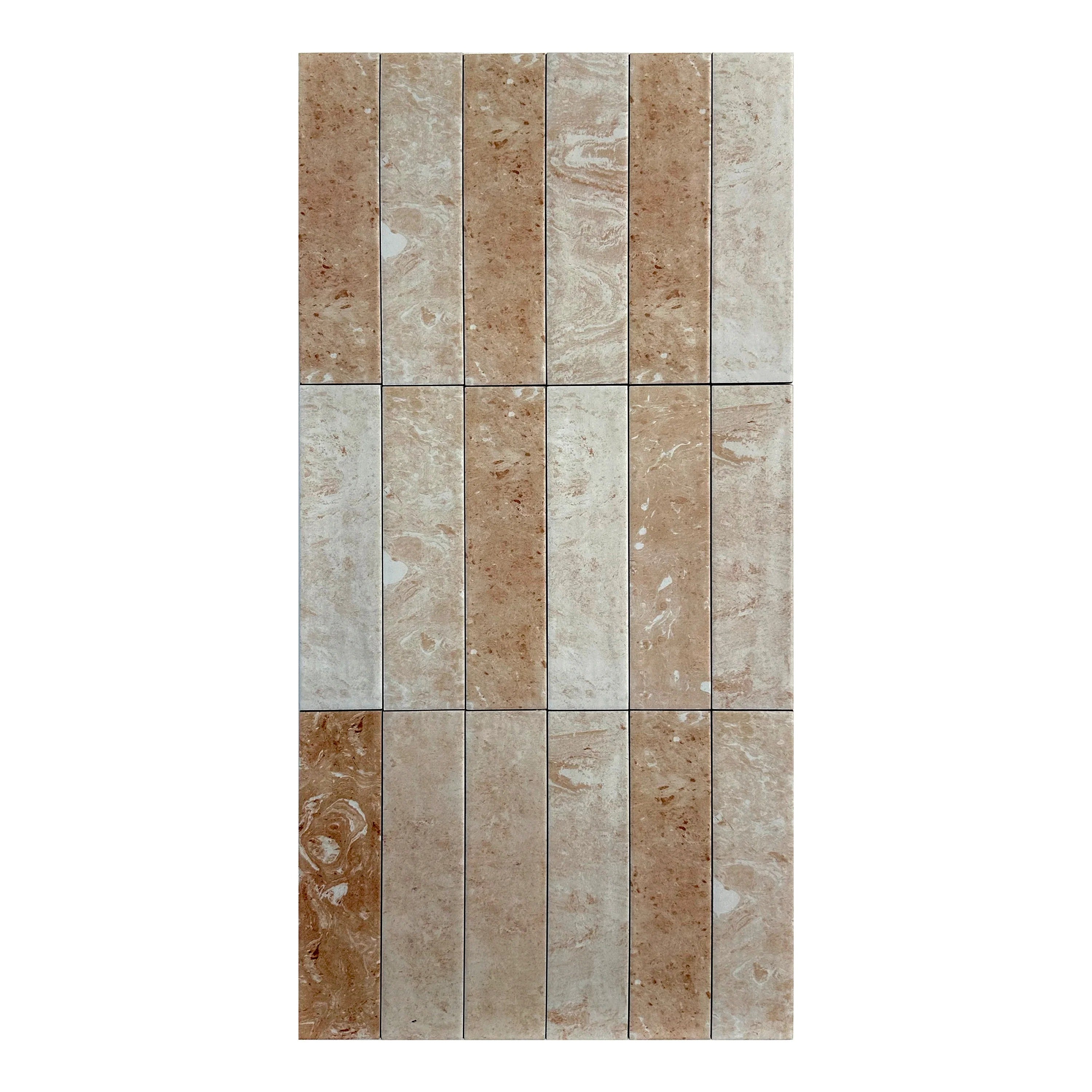 Rossa pink matte porcelain artisanal tile with a refined long-strip design. Durable, waterproof, and perfect for walls, backsplashes, and modern interiors.