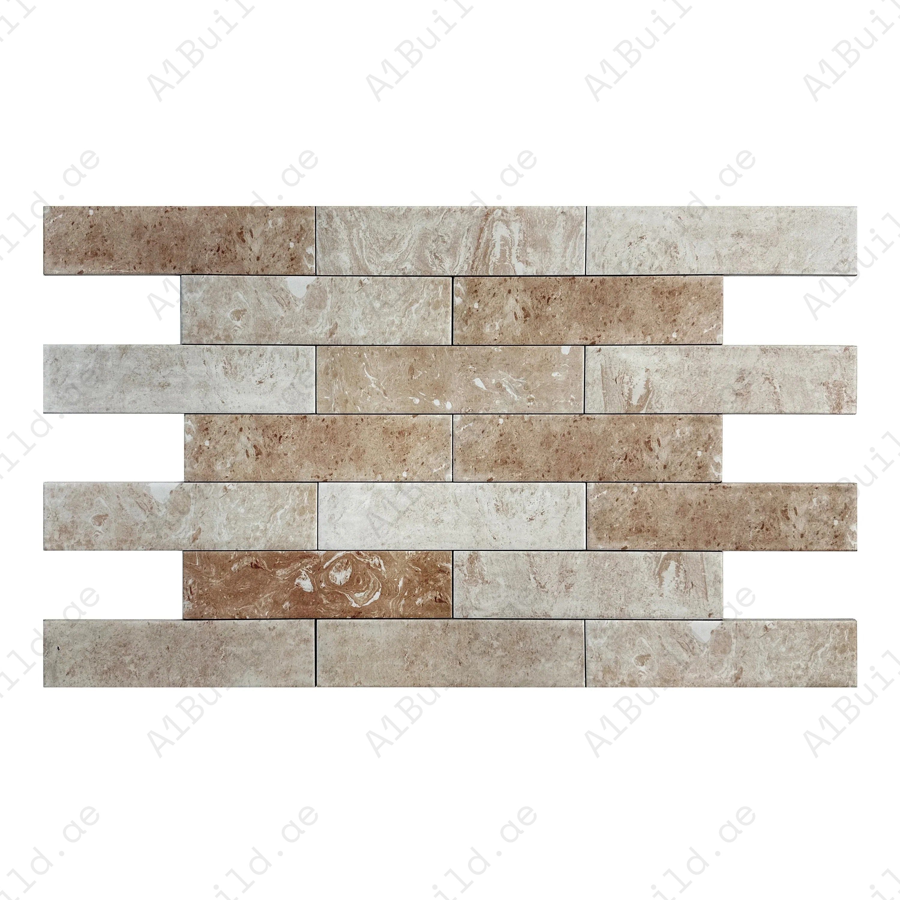 Rossa pink matte porcelain artisanal tile with a refined long-strip design. Durable, waterproof, and perfect for walls, backsplashes, and modern interiors.