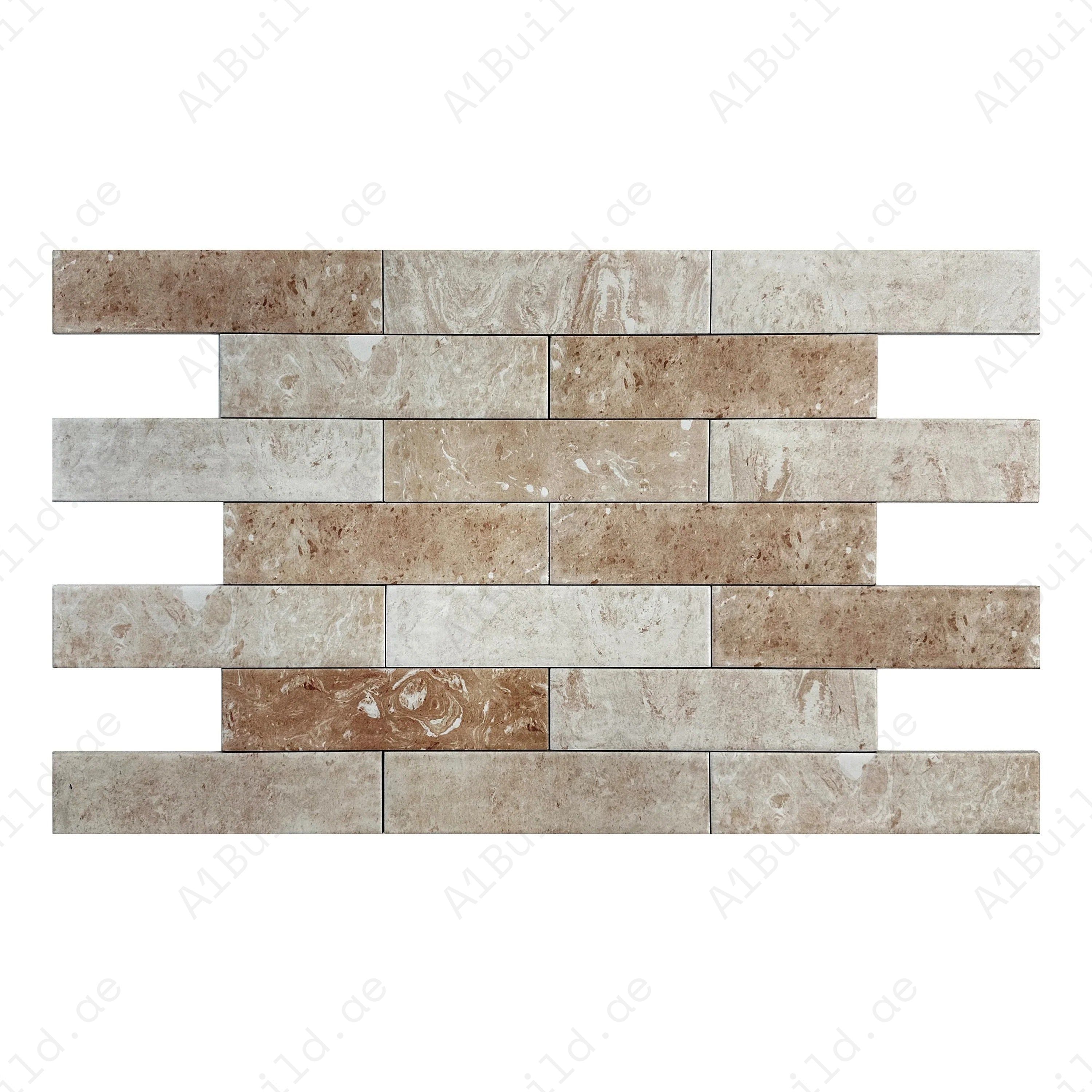 Rossa pink matte porcelain artisanal tile with a refined long-strip design. Durable, waterproof, and perfect for walls, backsplashes, and modern interiors.