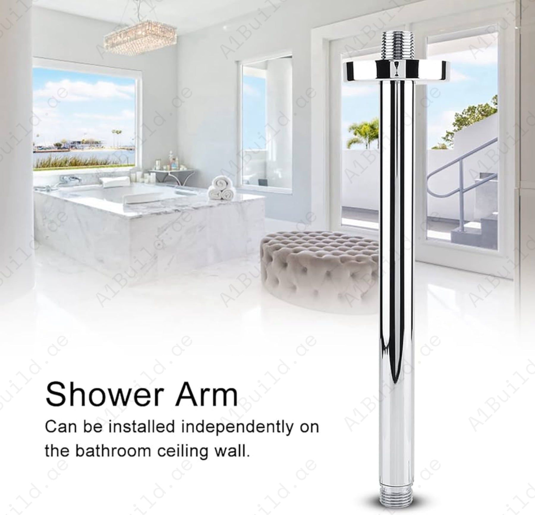 Round Ceiling Shower Arm 150mm - Premium Chrome Finish for Modern Bathrooms