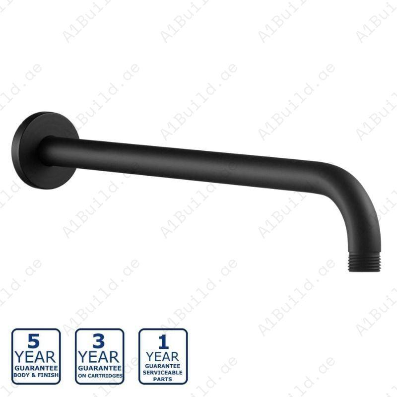 Round Shower Arm 400mm – Premium Matte Black, Hesanit 100% Made in Germany