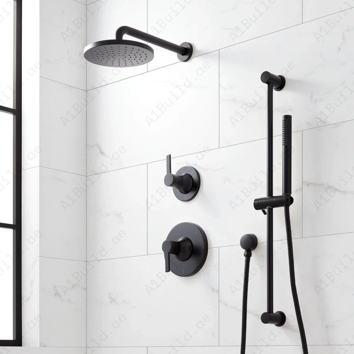 Round Shower Arm 400mm – Premium Matte Black, Hesanit 100% Made in Germany