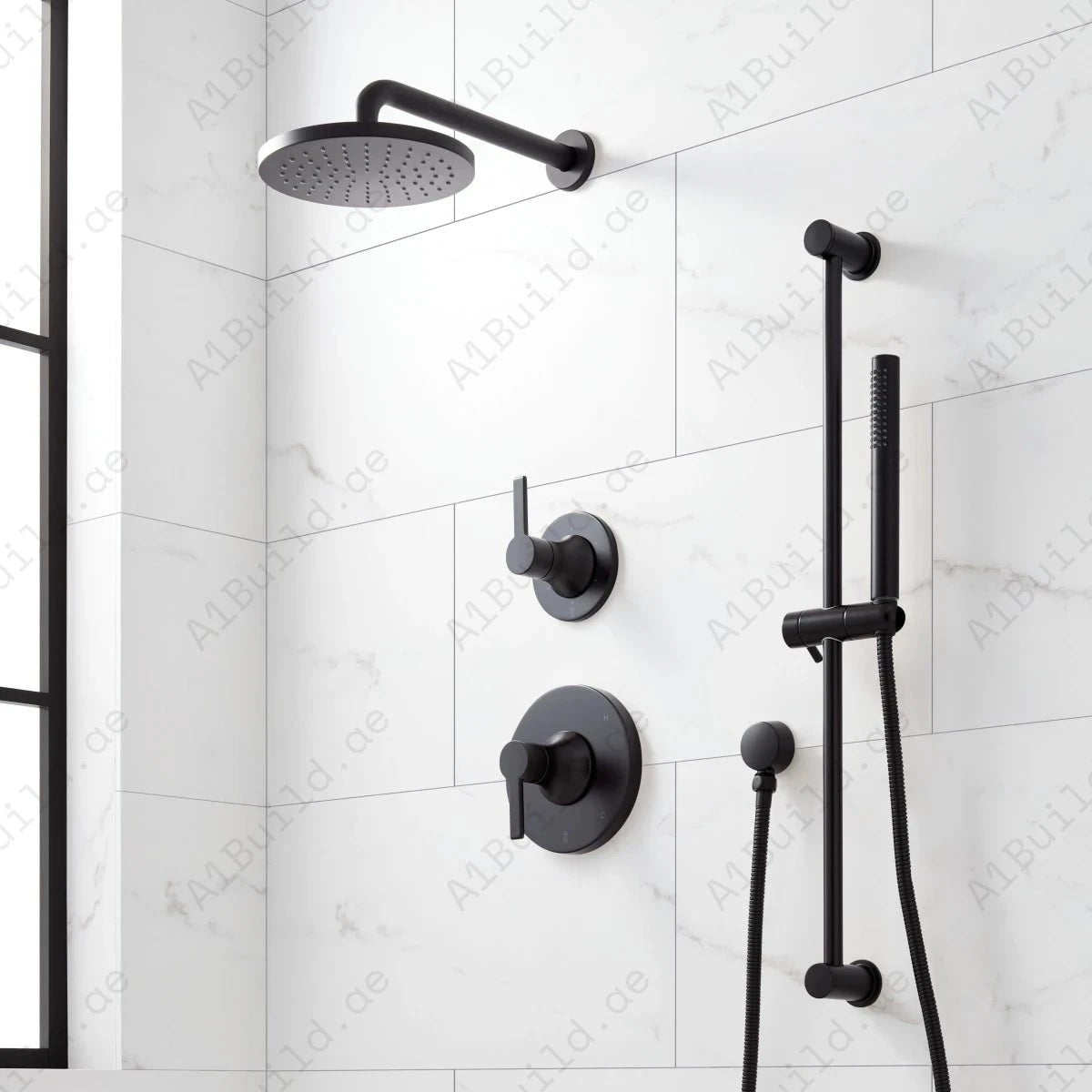 Round Shower Arm 400mm – Premium Matte Black, Hesanit 100% Made in Germany