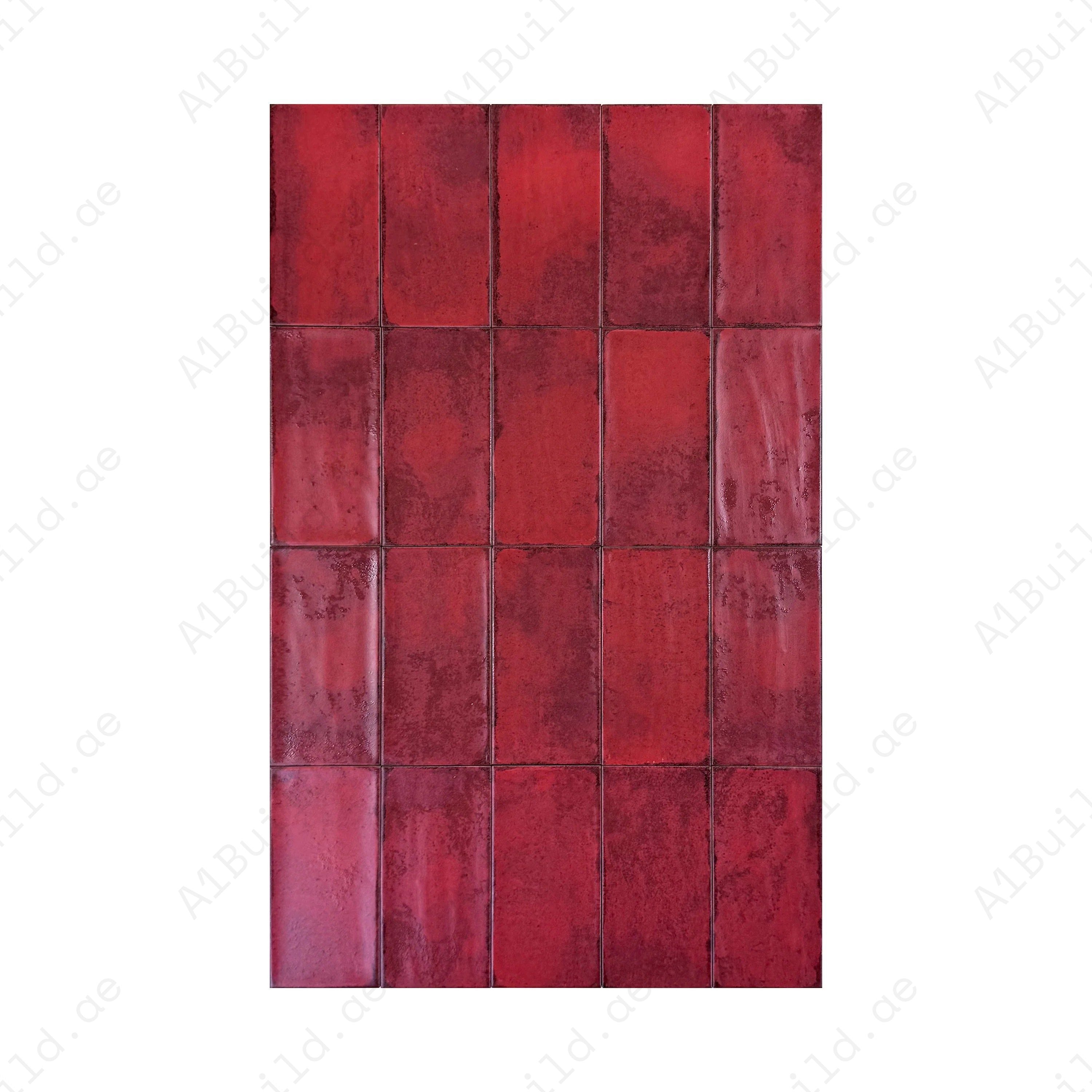 Ruby Red Matte Ceramic Artisanal Tile – Premium ceramic tile with a durable matte finish, ideal for elegant walls, floors, kitchens, bathrooms, and feature areas.