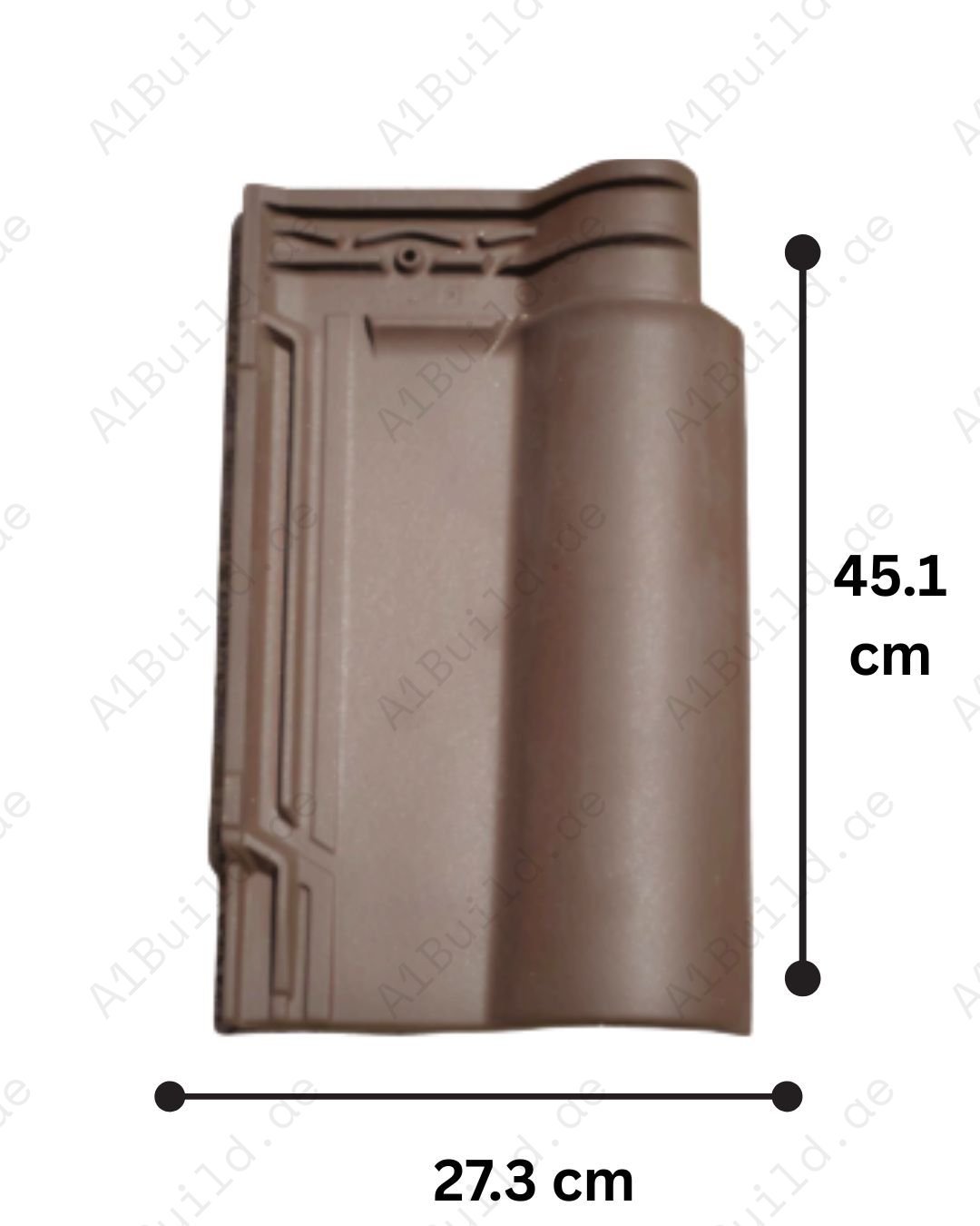 Rustic Tobacco Brown Ceramic Roof Tile 45.1×27.3 cm with long-lasting durability. Lightweight, weather-resistant. Ideal for classic homes.