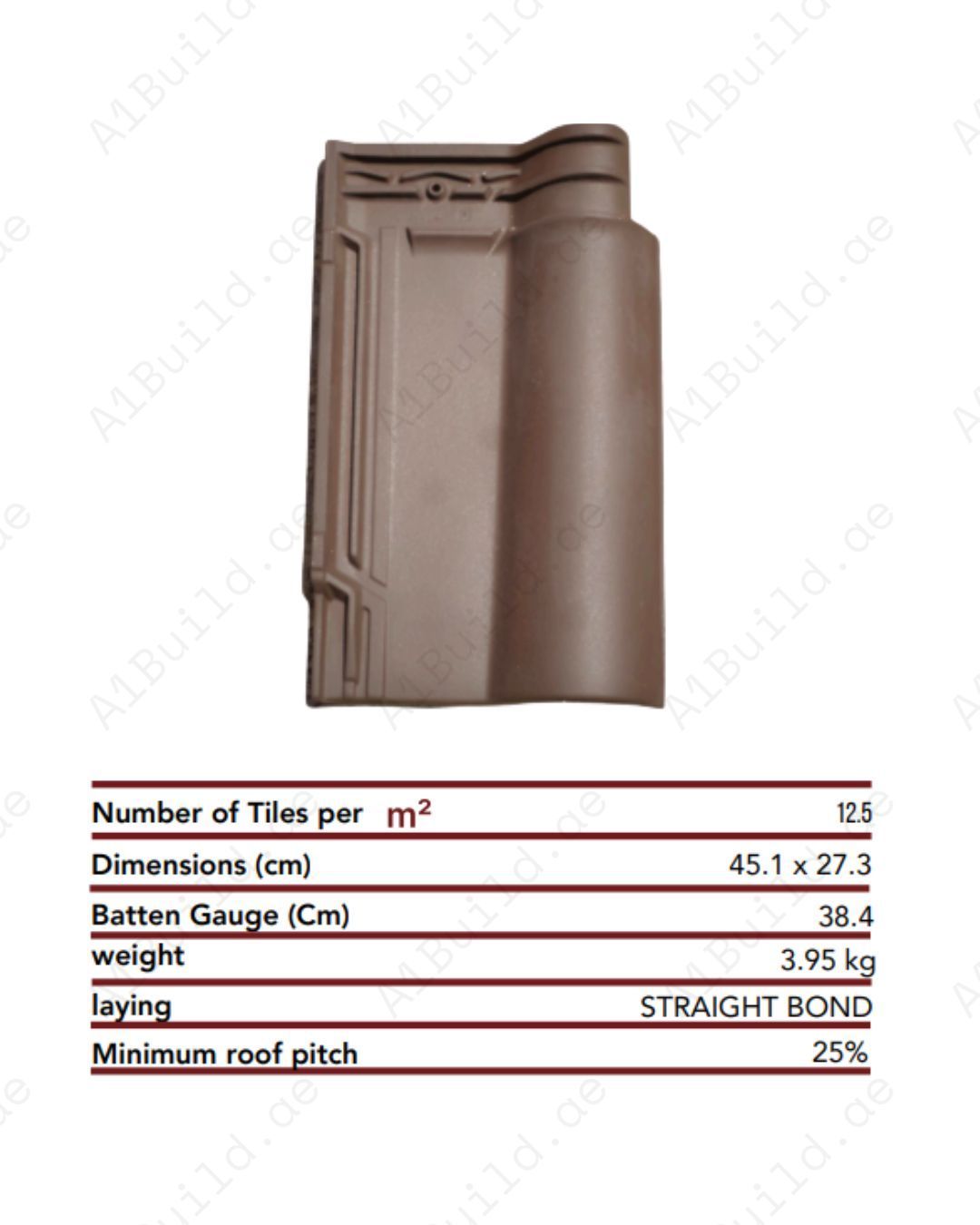 Rustic Tobacco Brown Ceramic Roof Tile 45.1×27.3 cm with long-lasting durability. Lightweight, weather-resistant. Ideal for classic homes.