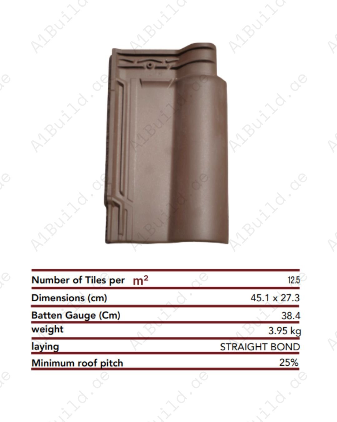 Rustic Tobacco Brown Ceramic Roof Tile 45.1×27.3 cm with long-lasting durability. Lightweight, weather-resistant. Ideal for classic homes.