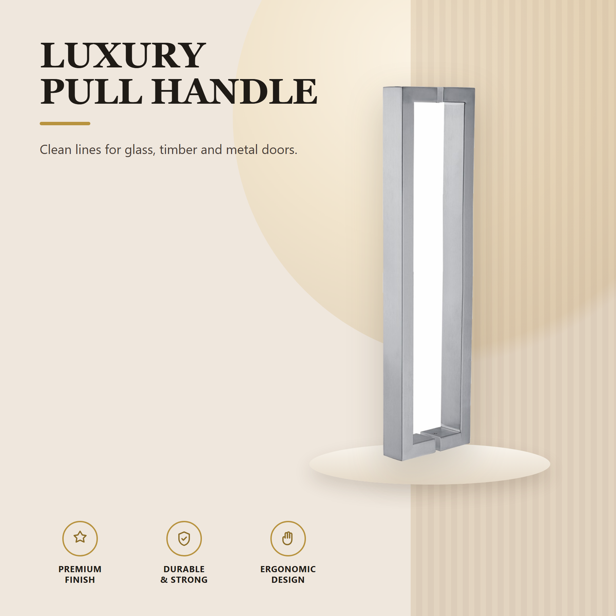 SC-601.SS premium stainless steel pull handle from the Stainless Steel Door Lock Series. 600, 800, 1000, 1200 mm lengths, 560, 760, 1000, 1160 mm centres, 25 × 40 mm section. Built for smooth, reliable everyday use.