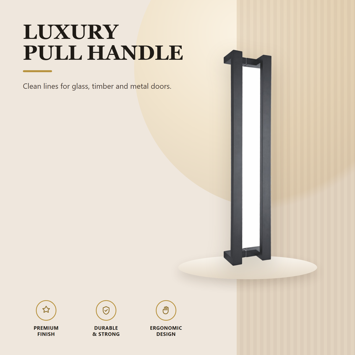 SC-602.BLK premium stainless steel pull handle from the Stainless Steel Door Lock Series. 800, 1000, 1200 mm lengths, 775, 975, 1175 mm centres, 25 × 38 mm section. Built for smooth, reliable everyday use.