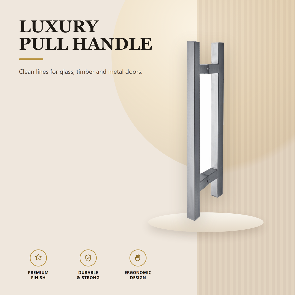 SC-603.SS premium stainless steel pull handle from the Stainless Steel Door Lock Series. 600, 800, 1000, 1200 mm lengths, 560, 760, 1000, 1160 mm centres, 25 × 40 mm section. Built for smooth, reliable everyday use.