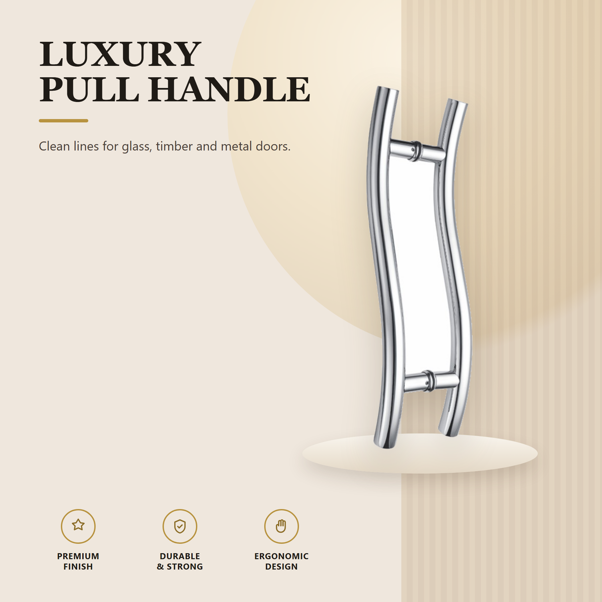 SC-702.PSS premium stainless steel pull handle from the Stainless Steel Door Lock Series. 400, 600 mm lengths, 240, 440 mm centres, Ø25 / Ø32 mm section. Built for smooth, reliable everyday use.