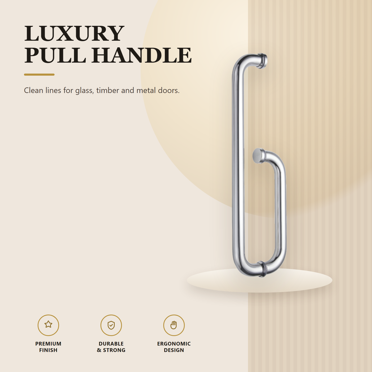 SC-704.PSS premium stainless steel pull handle from the Stainless Steel Door Lock Series. 250 × 450 mm lengths, 225 × 425 mm centres, Ø25 mm section. Built for smooth, reliable everyday use.