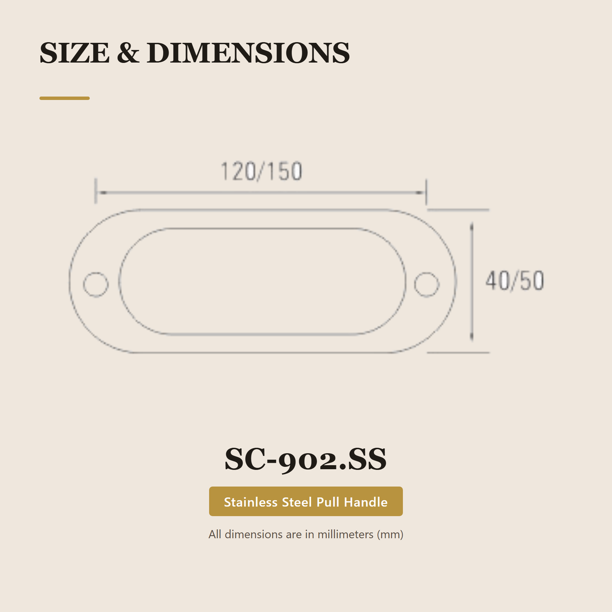 SC-902.SS premium stainless steel oval flush pull from the Stainless Steel Door Handle Series. Oval flush pull, 120 and 150 mm lengths in 40 and 50 mm heights. Built for smooth, reliable everyday use.