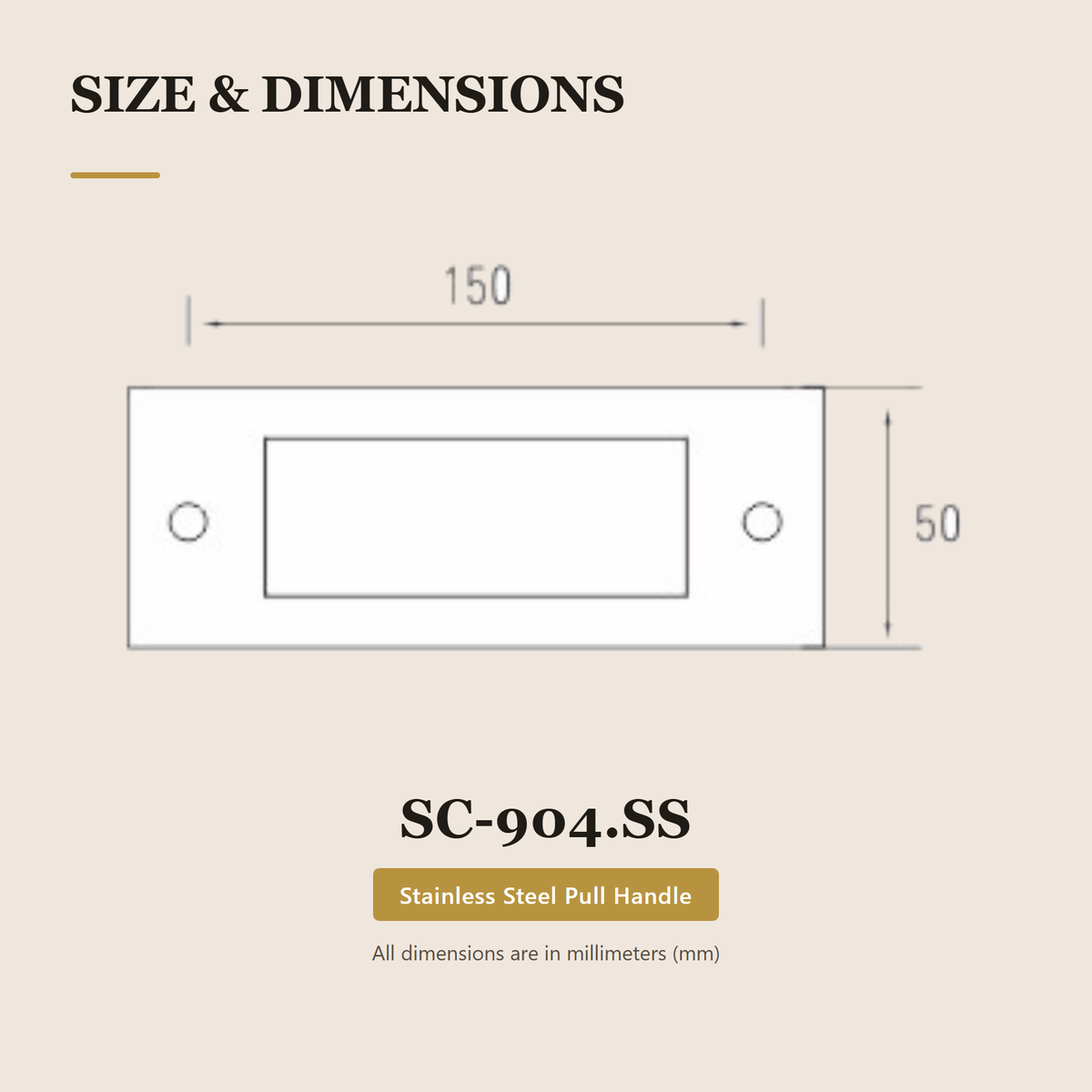 SC-904.SS premium stainless steel rectangular flush pull from the Stainless Steel Door Handle Series. Rectangular flush pull, 150 x 50 mm. Built for smooth, reliable everyday use.