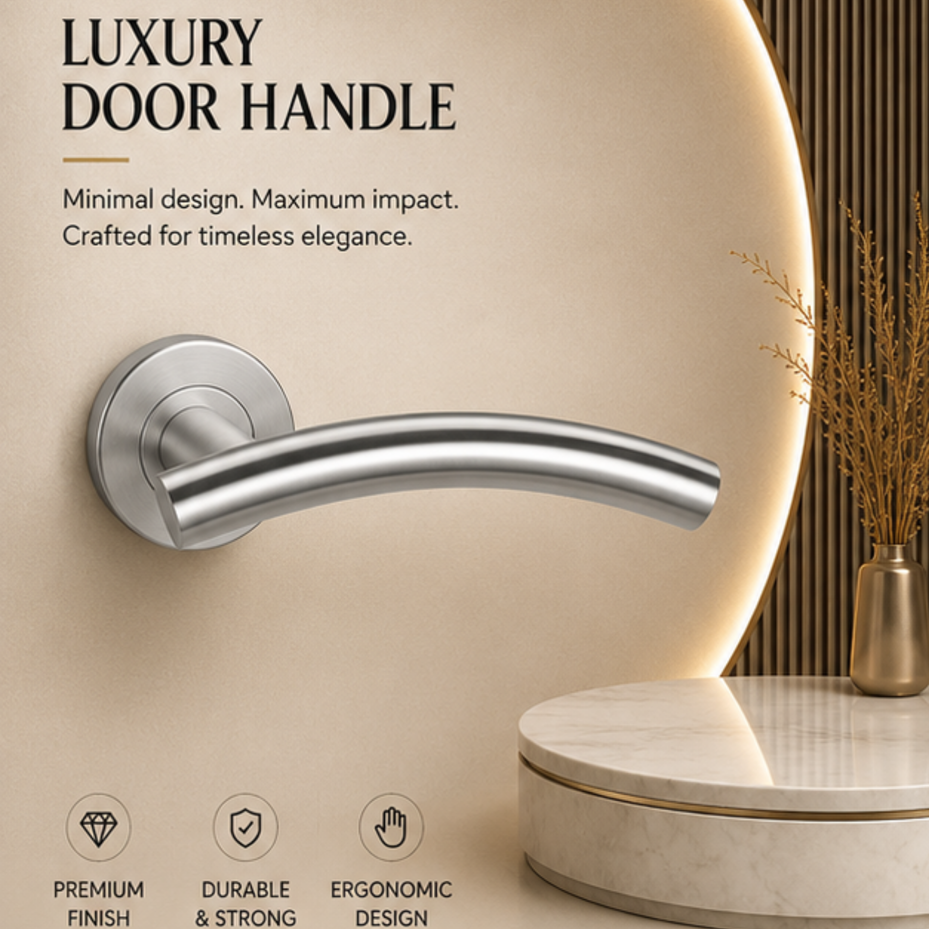SRH.02 premium stainless steel door lock handle with a sleek brushed finish. Perfect for luxury homes, hotels, offices, and contemporary interior spaces.