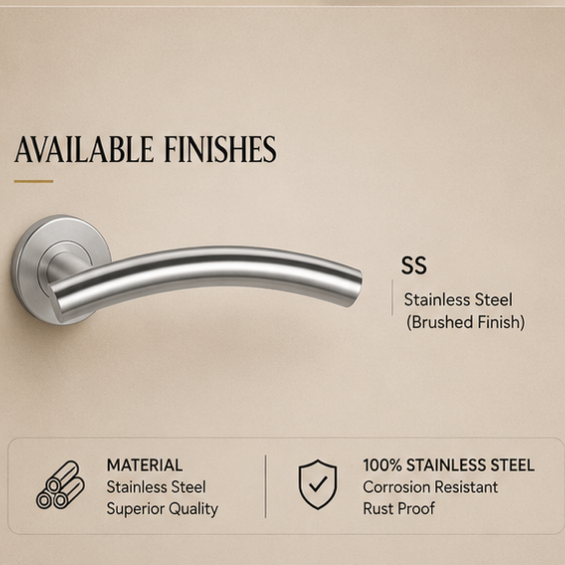 SRH.02 premium stainless steel door lock handle with a sleek brushed finish. Perfect for luxury homes, hotels, offices, and contemporary interior spaces.