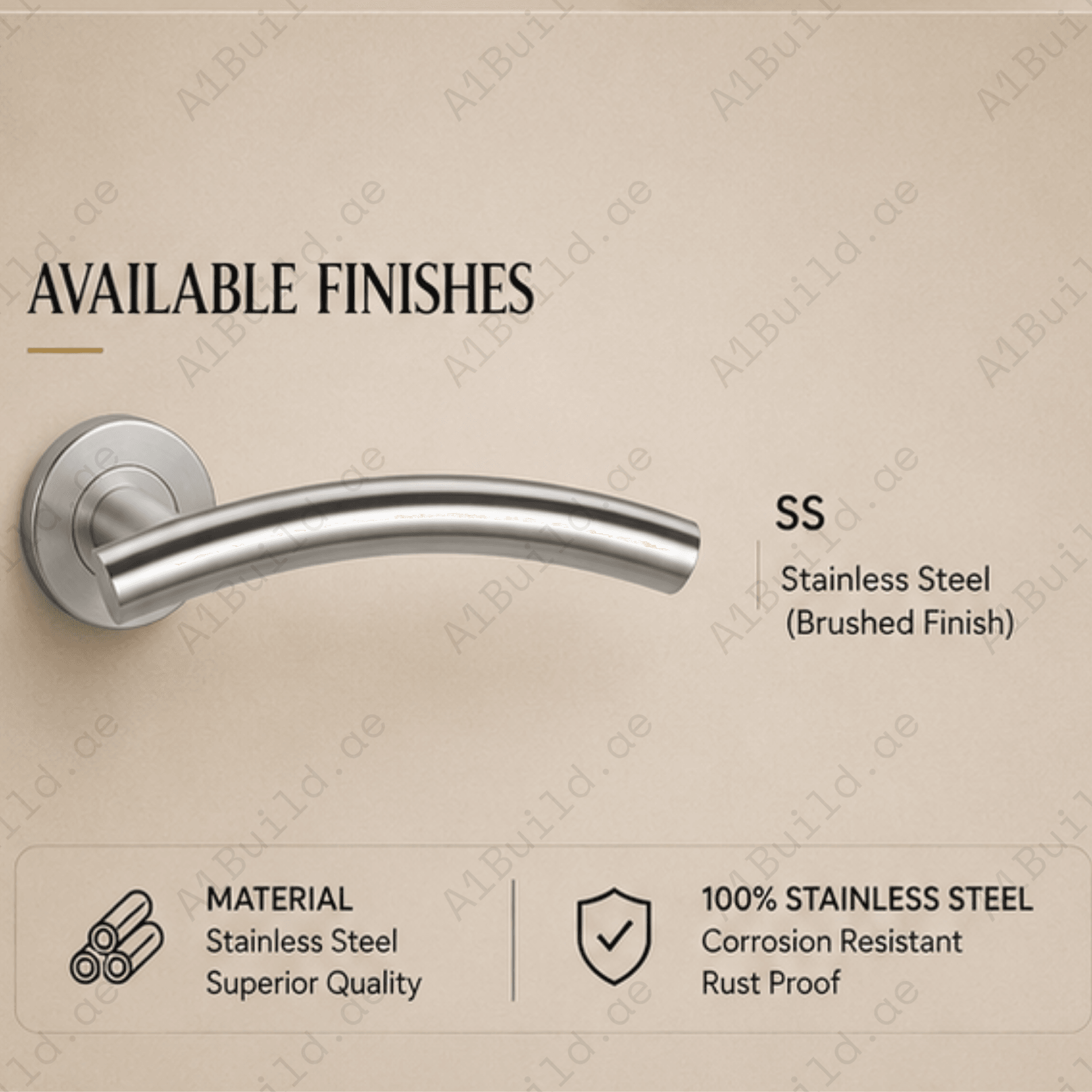 SRH.02 premium stainless steel door lock handle with a sleek brushed finish. Perfect for luxury homes, hotels, offices, and contemporary interior spaces.