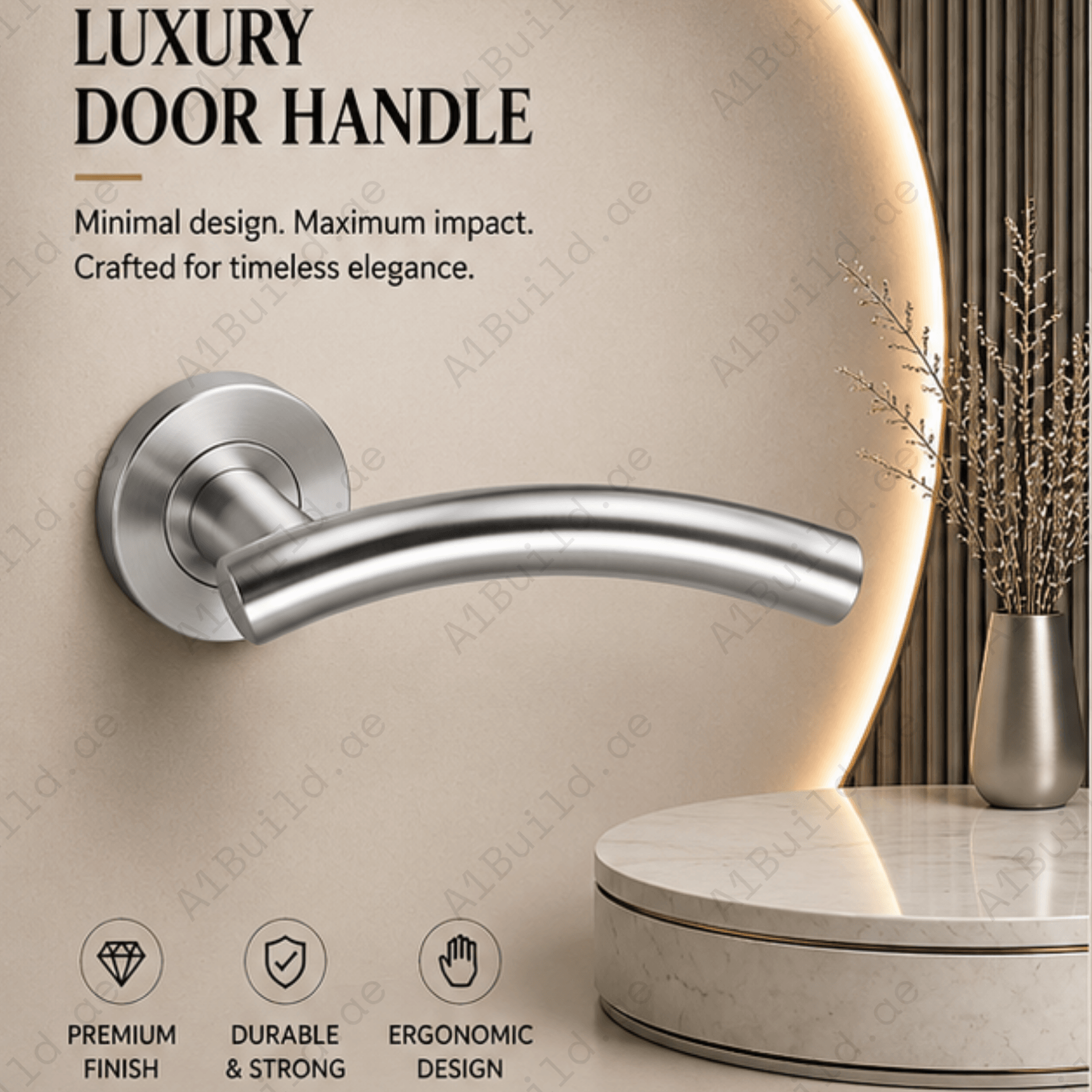 SRH.03 premium stainless steel door lock handle with a refined brushed finish. Perfect for luxury homes, hotels, offices, and stylish contemporary interiors.
