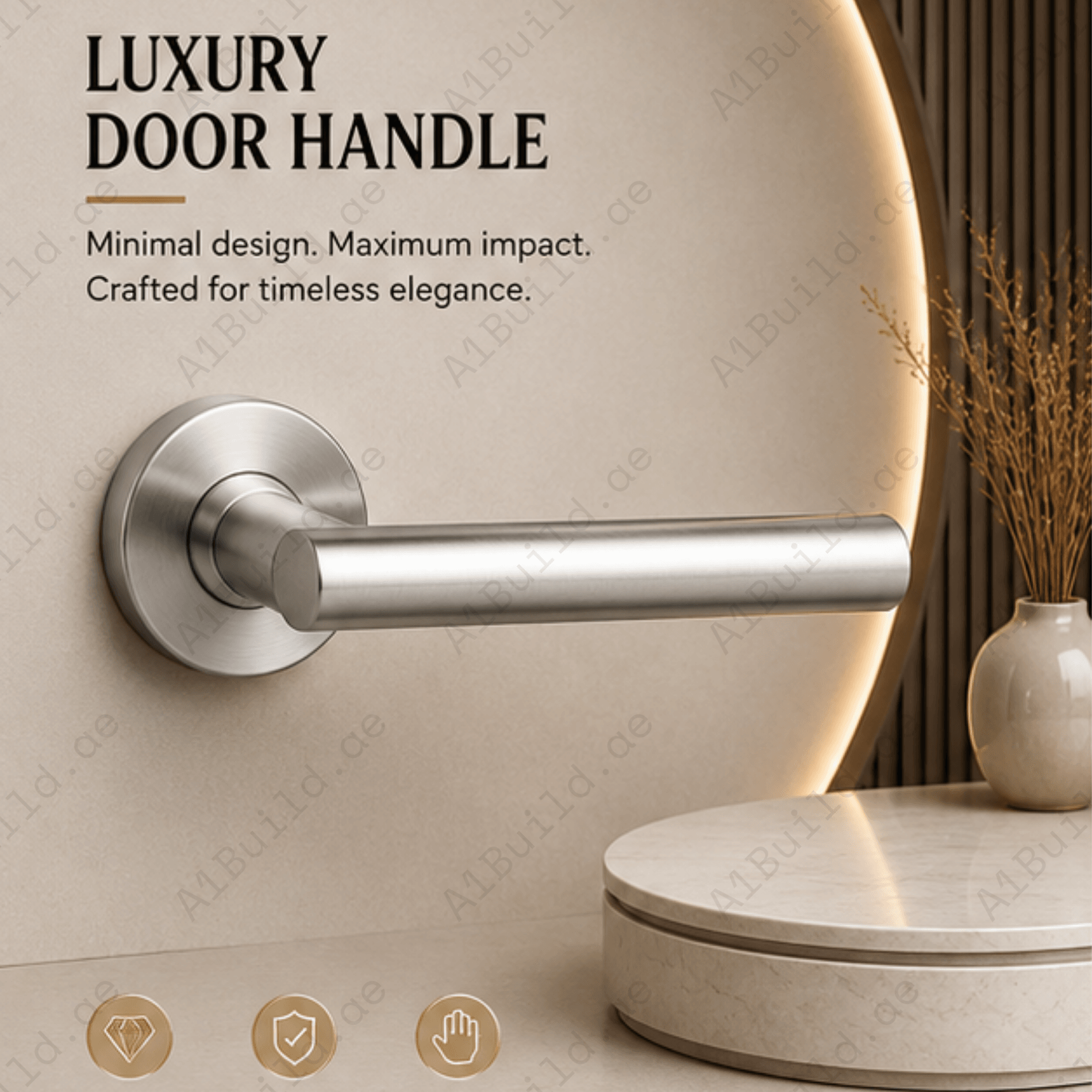SRH.05 premium stainless steel door lock handle with a brushed finish. A stylish choice for luxury homes, hotels, offices, and contemporary interior spaces.