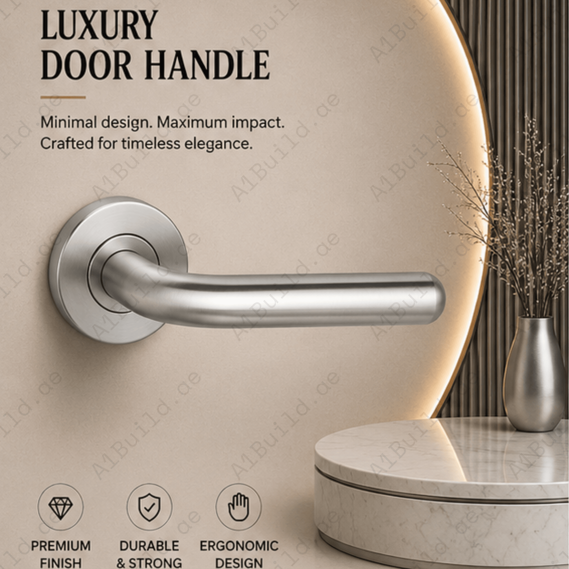 SRH.07 premium stainless steel door lock handle with a sleek brushed finish. Designed for luxury homes, hotels, offices, and stylish modern interiors.