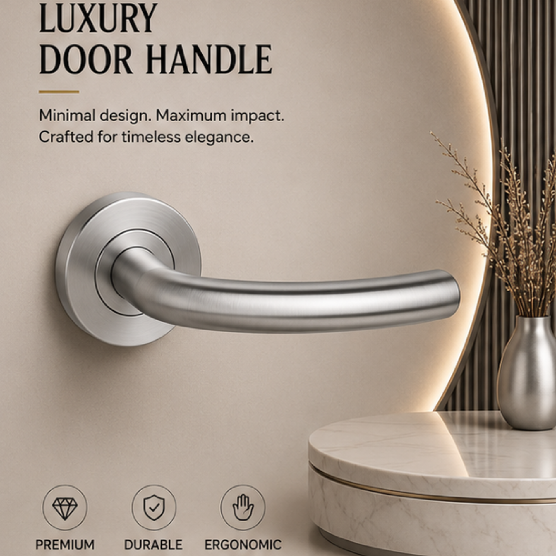 SRH.08 premium stainless steel door lock handle with a brushed finish. A perfect choice for luxury homes, hotels, offices, and contemporary interior spaces.