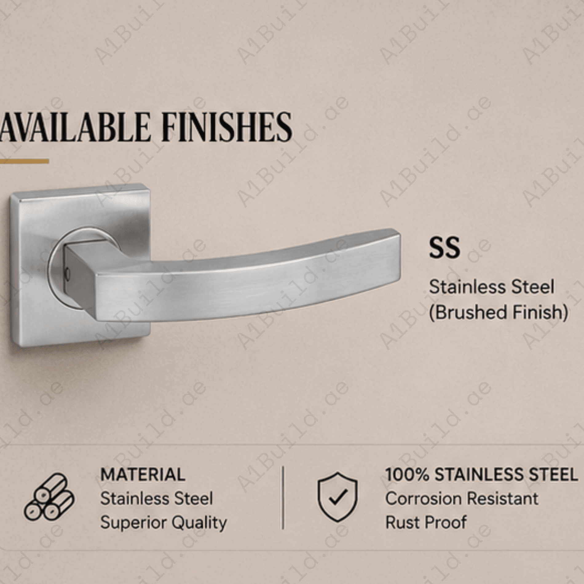 SRH.16.F premium stainless steel door handle with a sleek brushed finish. Perfect for luxury homes, hotels, offices, and stylish contemporary interior spaces.