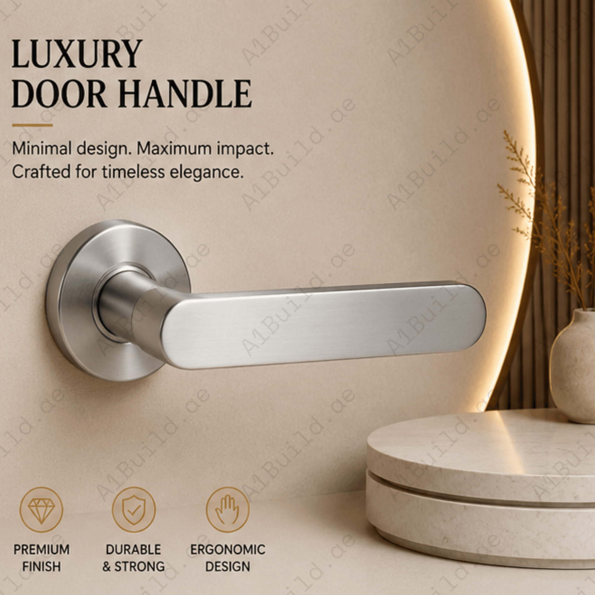 SRH.207 premium stainless steel door handle with a sleek brushed finish. Perfect for luxury homes, hotels, offices, and stylish contemporary interior spaces.