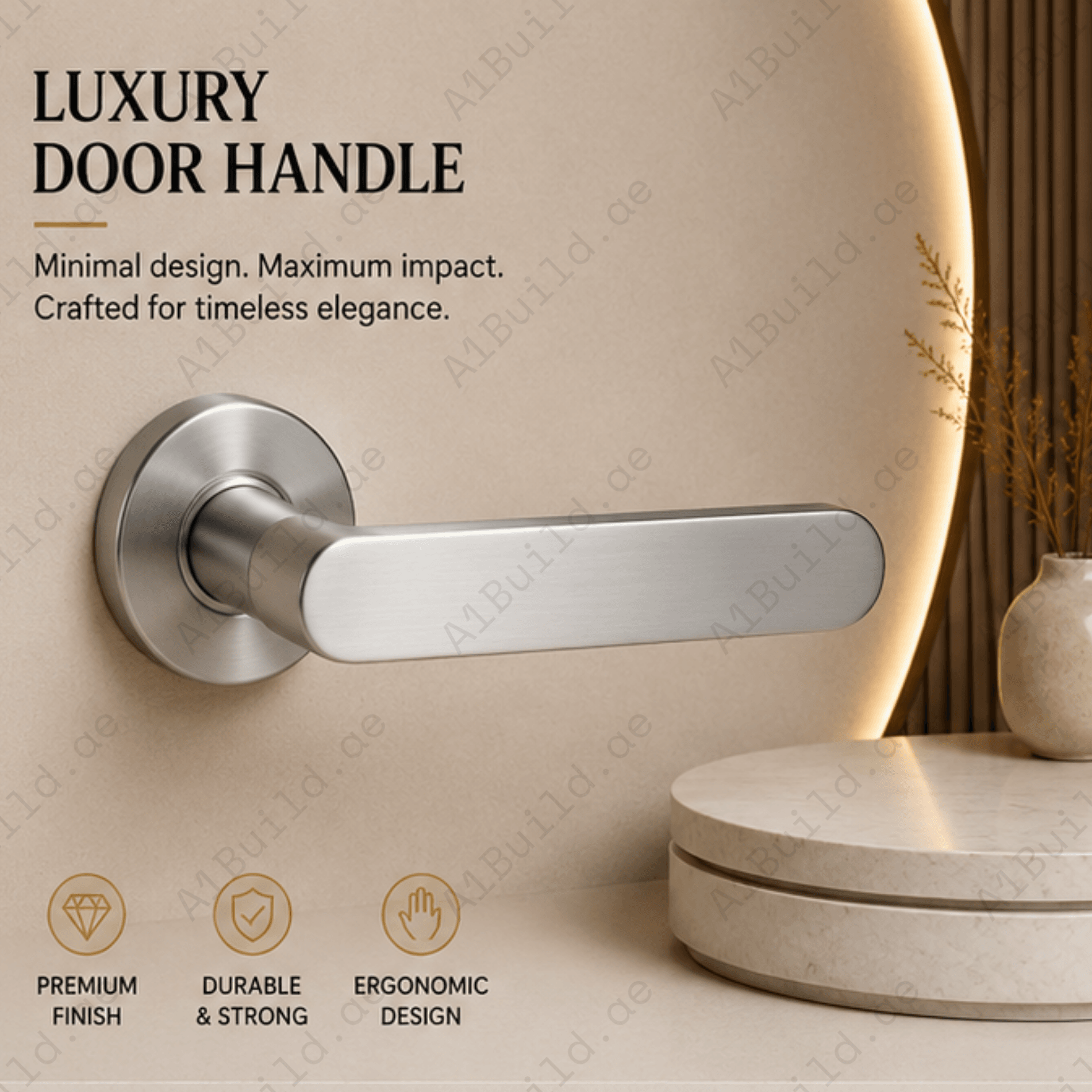 SRH.217 premium stainless steel door handle with a brushed finish. A refined choice for luxury homes, hotels, offices, and stylish contemporary interior spaces.