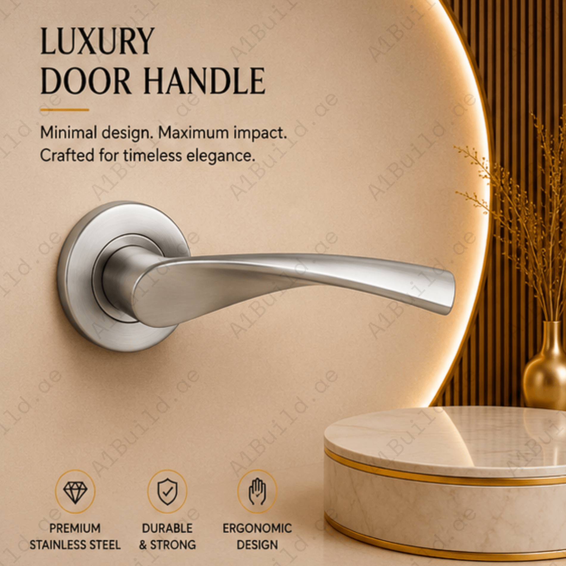 SRH.219 premium stainless steel door handle with a brushed finish. Designed for luxury homes, hotels, offices, and stylish contemporary interior spaces.