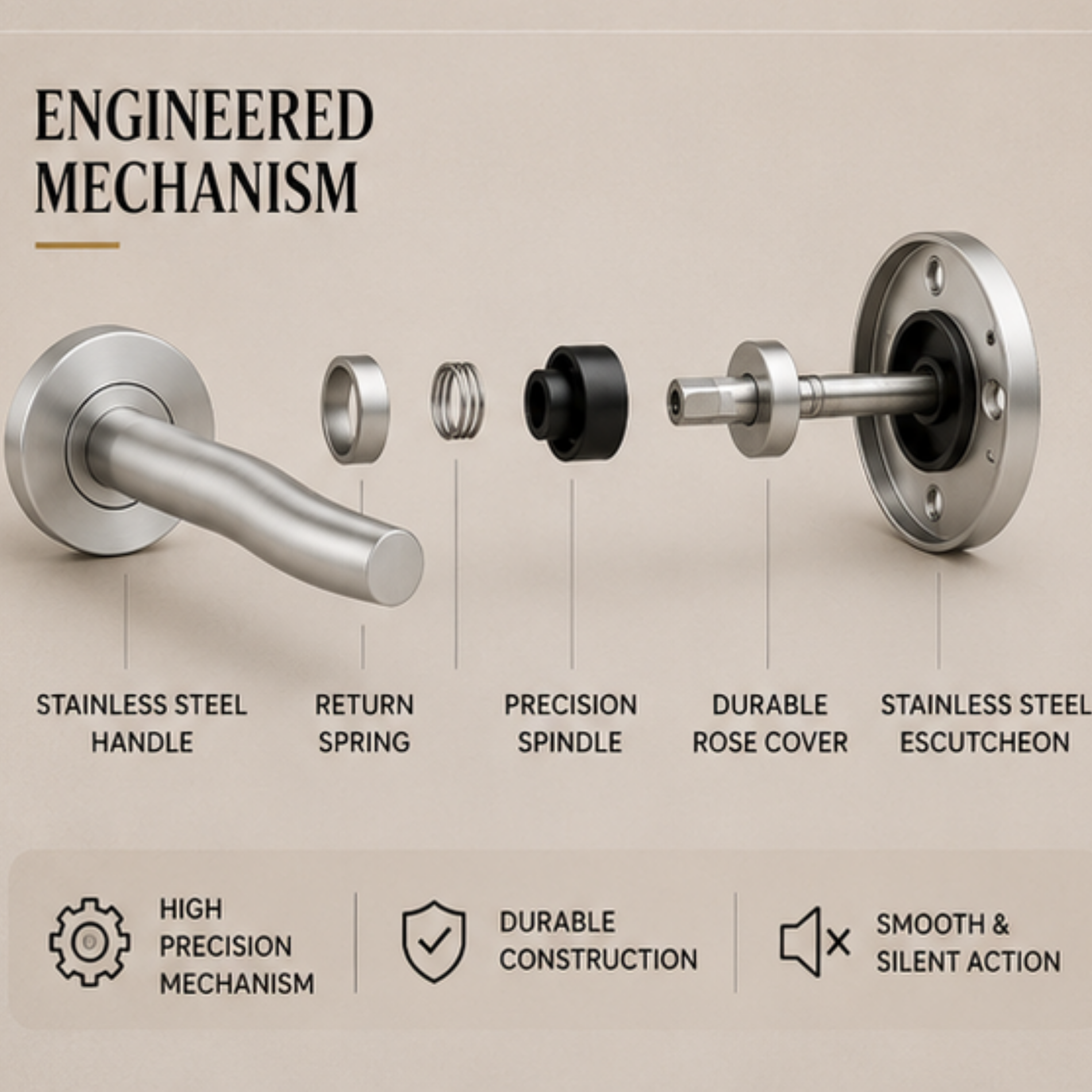 SRH.23 premium stainless steel door handle with a refined brushed finish. Designed for luxury homes, hotels, offices, and stylish contemporary interior spaces.