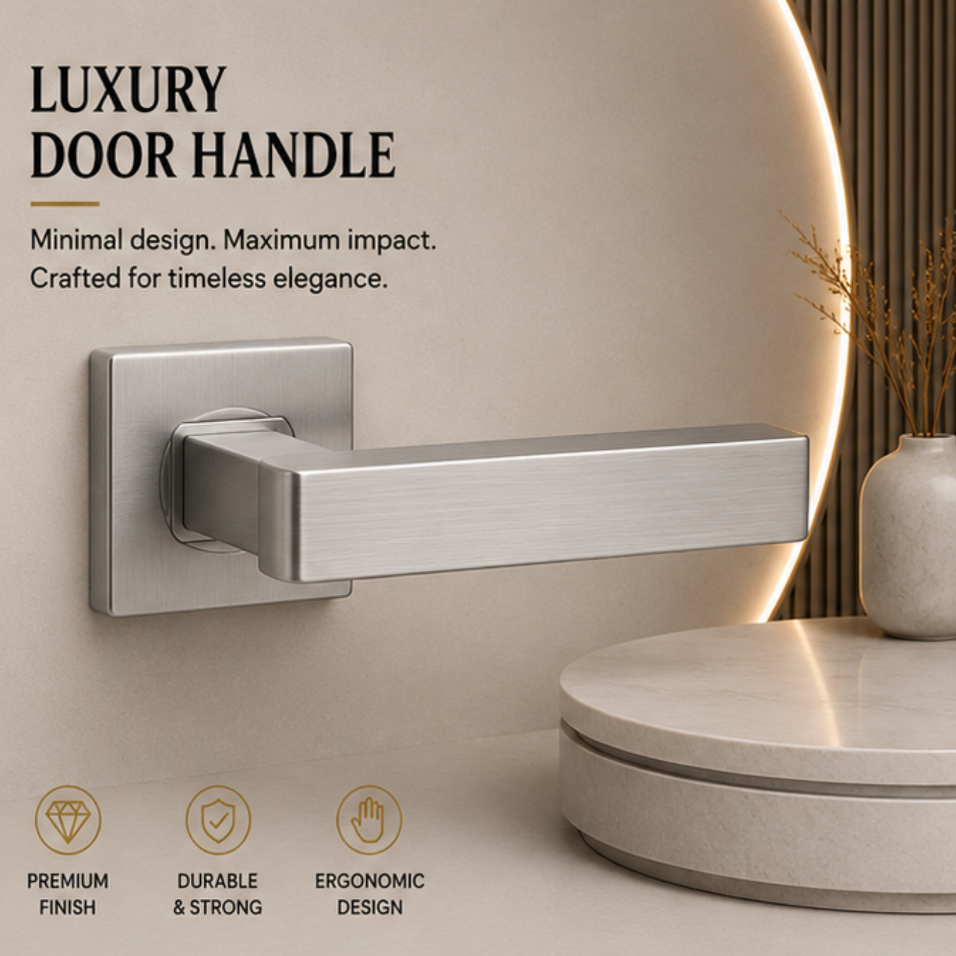 SRH.24.F premium stainless steel door handle with a sleek brushed finish. Perfect for luxury homes, hotels, offices, and modern interior spaces.