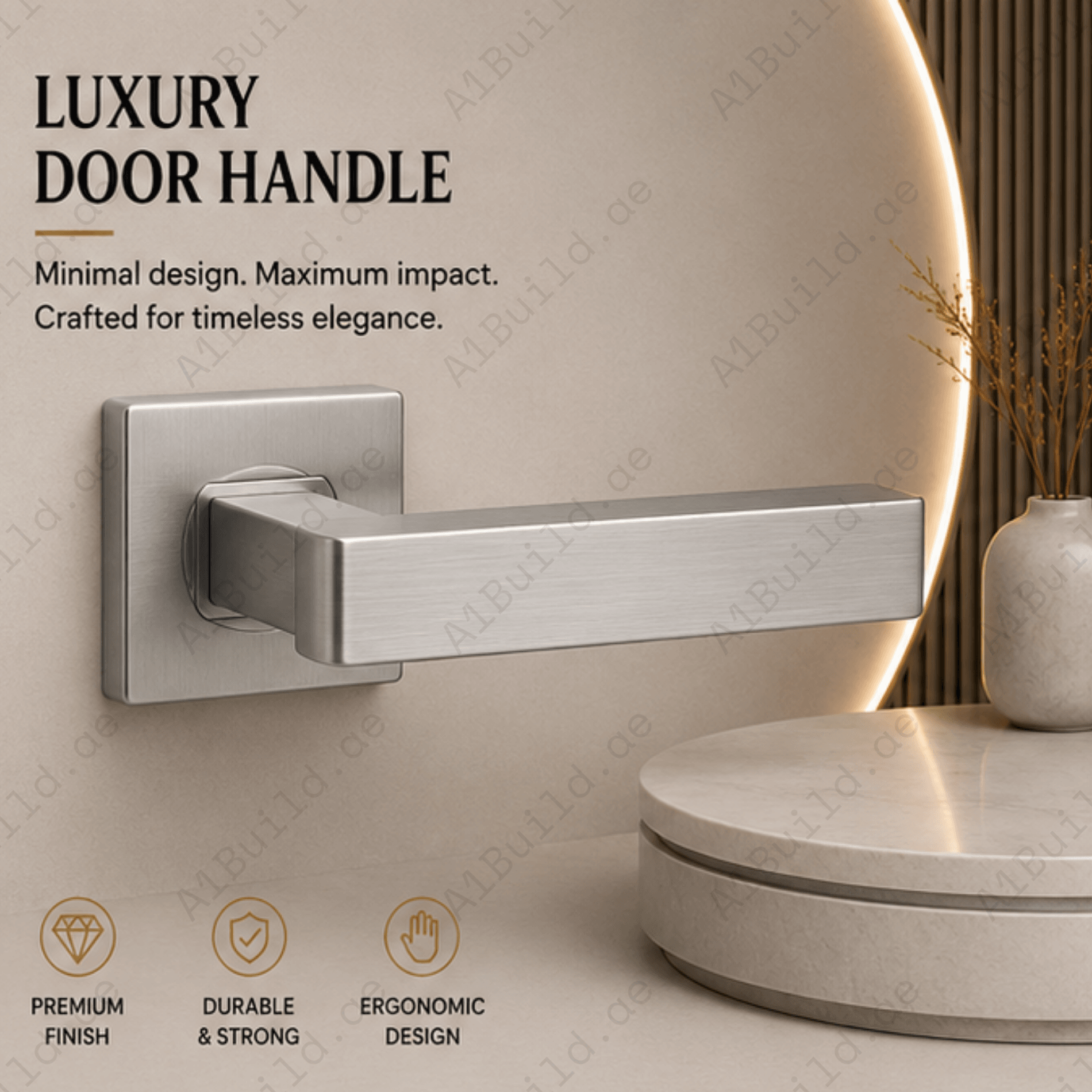 SRH.24.F premium stainless steel door handle with a sleek brushed finish. Perfect for luxury homes, hotels, offices, and modern interior spaces.