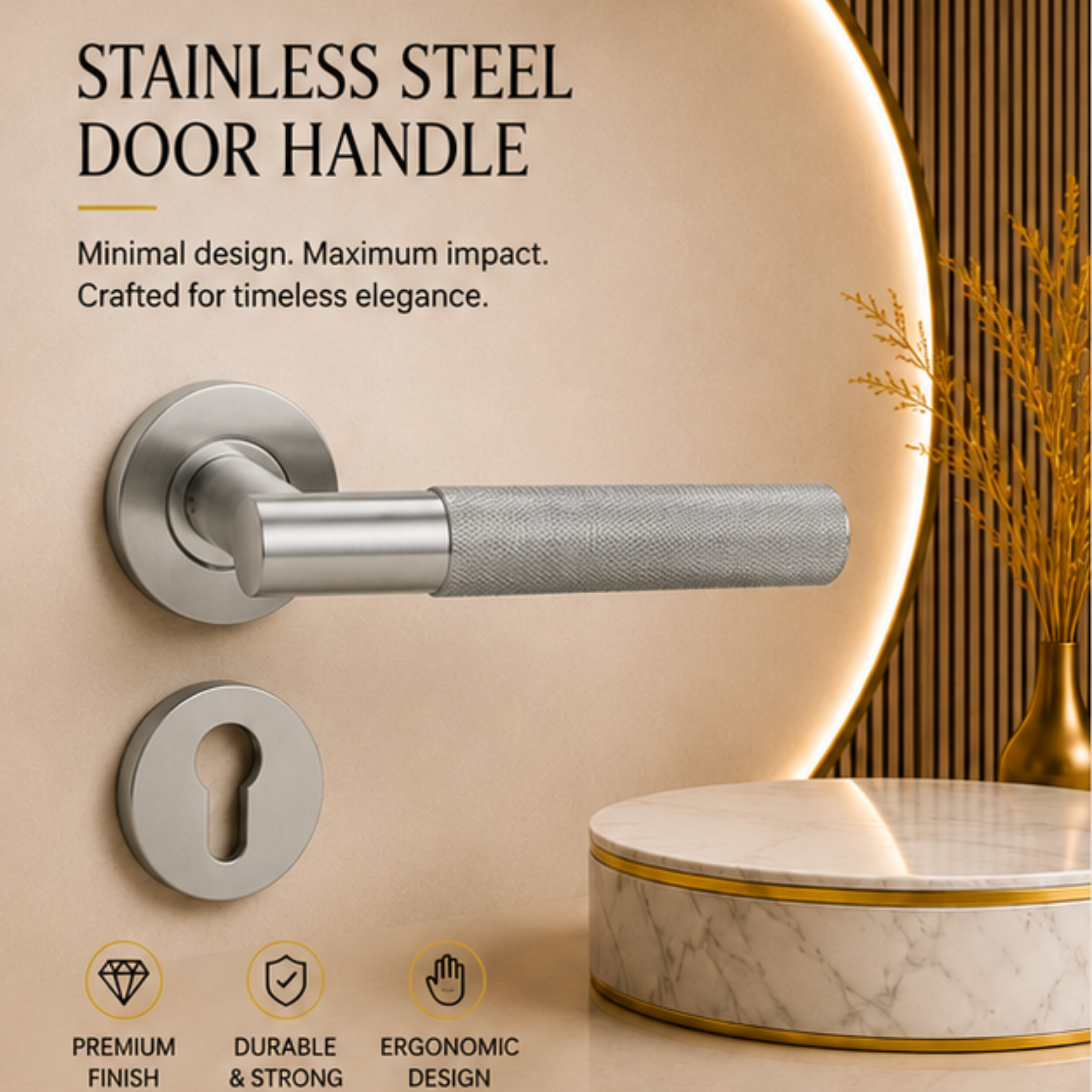 SRH.240.HO premium stainless steel door lock handle with corrosion-resistant finish. Heavy-duty architectural hardware for homes, hotels, offices, and commercial buildings.