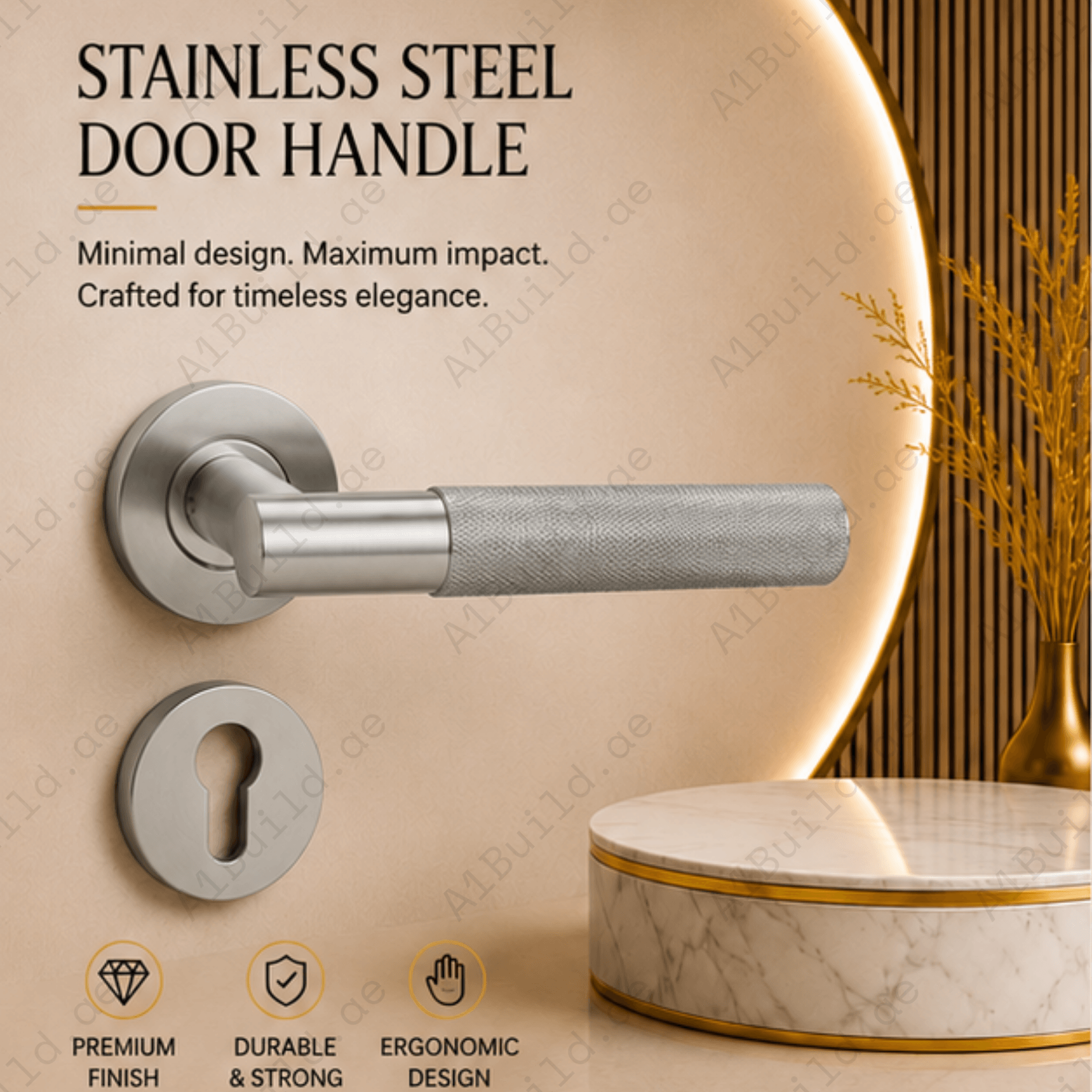 SRH.240.HO premium stainless steel door lock handle with corrosion-resistant finish. Heavy-duty architectural hardware for homes, hotels, offices, and commercial buildings.