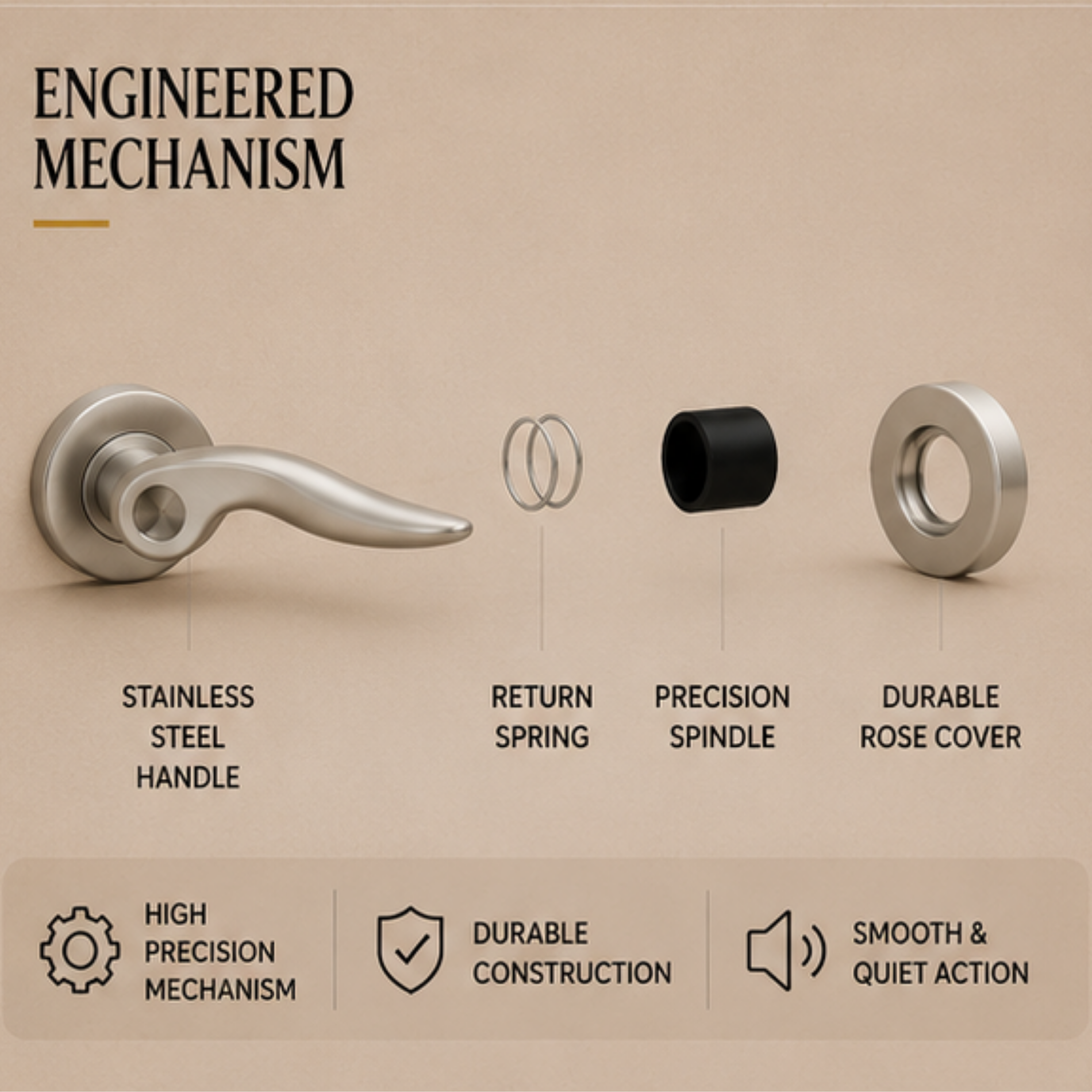 SRH.241.HO premium stainless steel door handle with a sleek brushed finish. Designed for luxury homes, hotels, offices, and contemporary interior spaces.