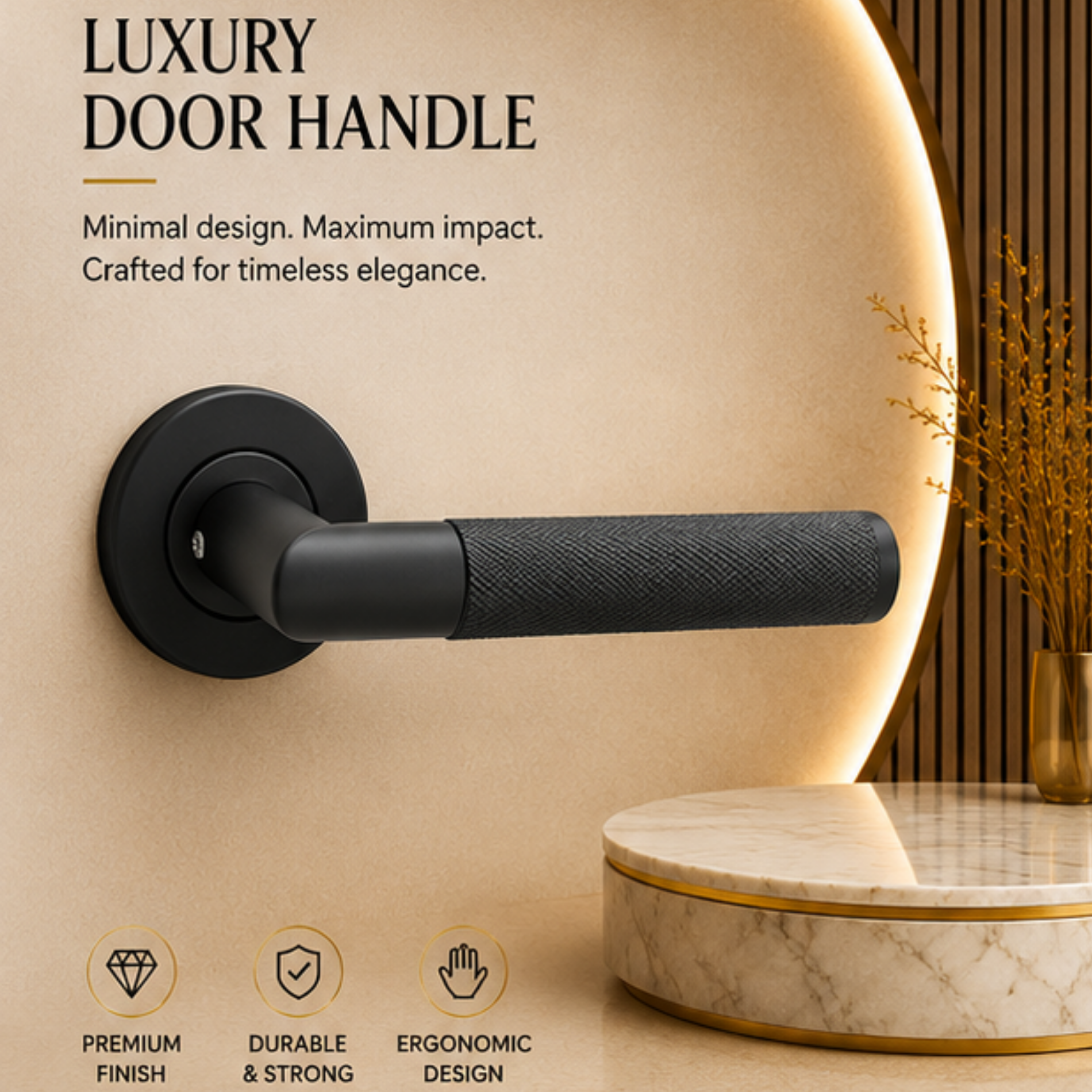 SRH.301 premium stainless steel door lock handle in Black finish. Heavy-duty architectural hardware for modern homes, hotels, offices, and commercial interiors.
