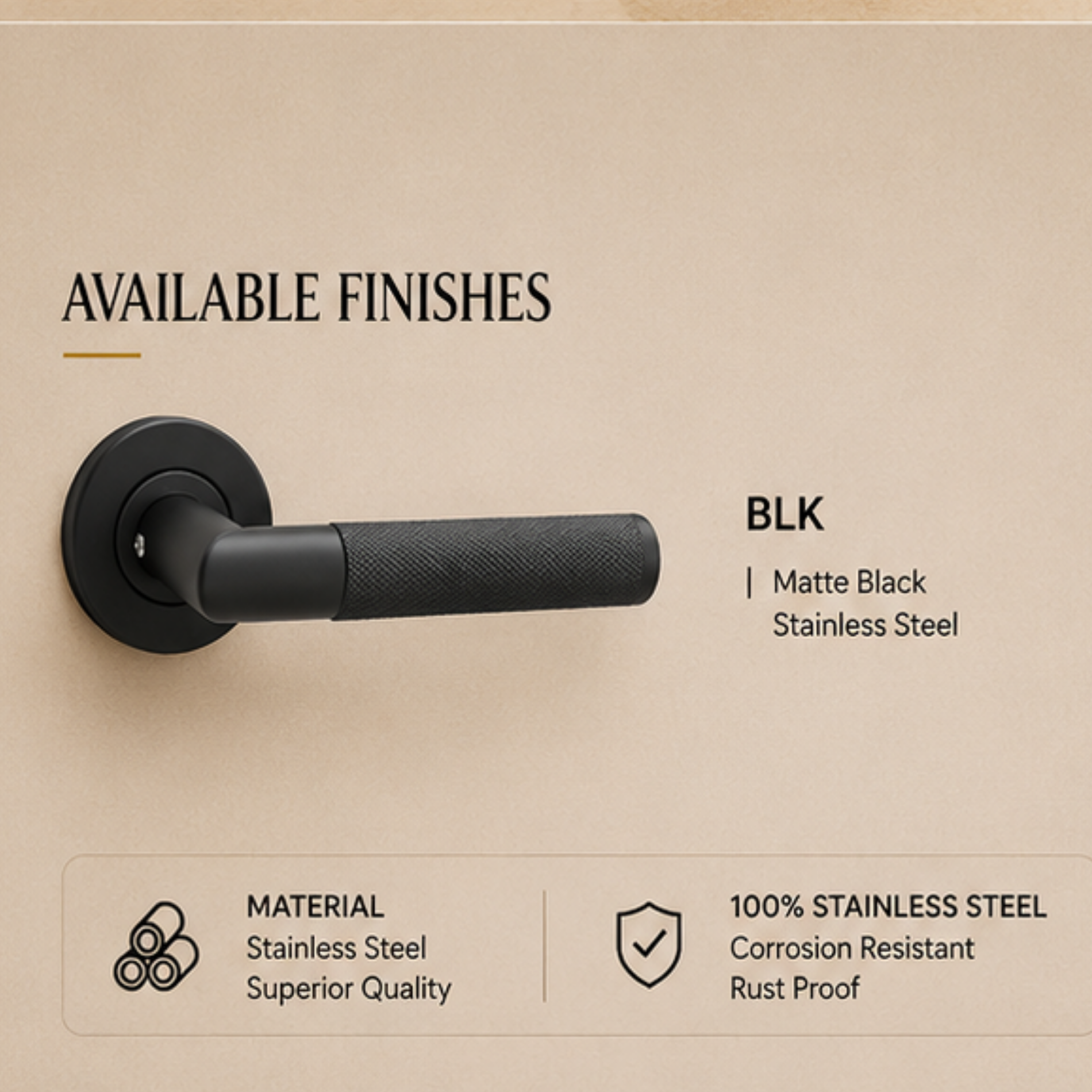 SRH.301 premium stainless steel door lock handle in Black finish. Heavy-duty architectural hardware for modern homes, hotels, offices, and commercial interiors.