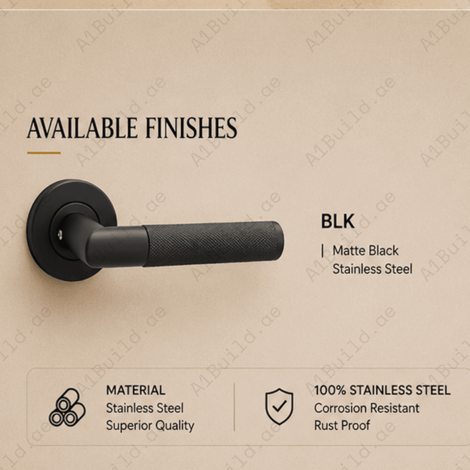 SRH.301 premium stainless steel door lock handle in Black finish. Heavy-duty architectural hardware for modern homes, hotels, offices, and commercial interiors.
