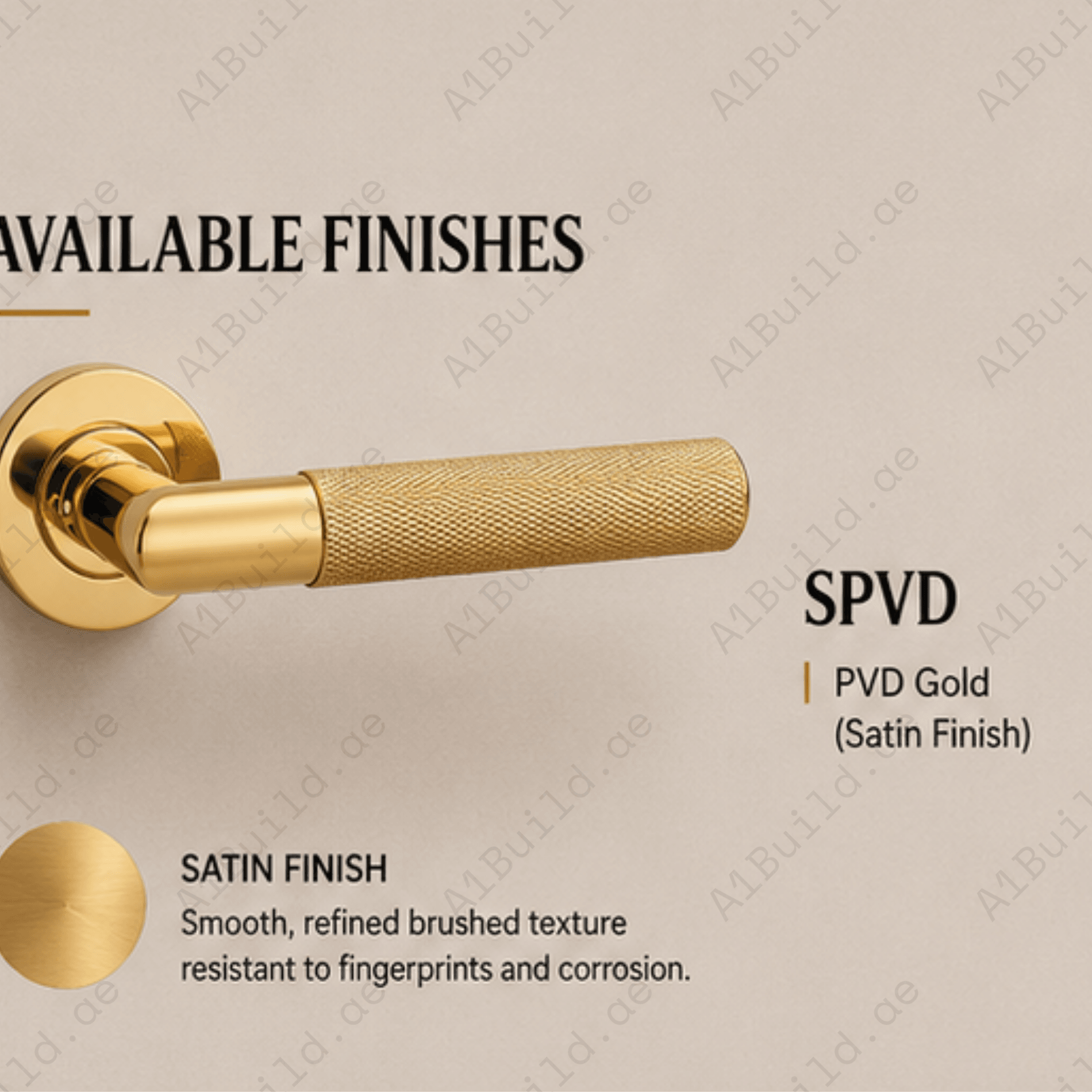 SRH.301 premium stainless steel door lock handle with SPVD finish. Durable PVD-coated architectural hardware for homes, hotels, offices, and commercial interiors.