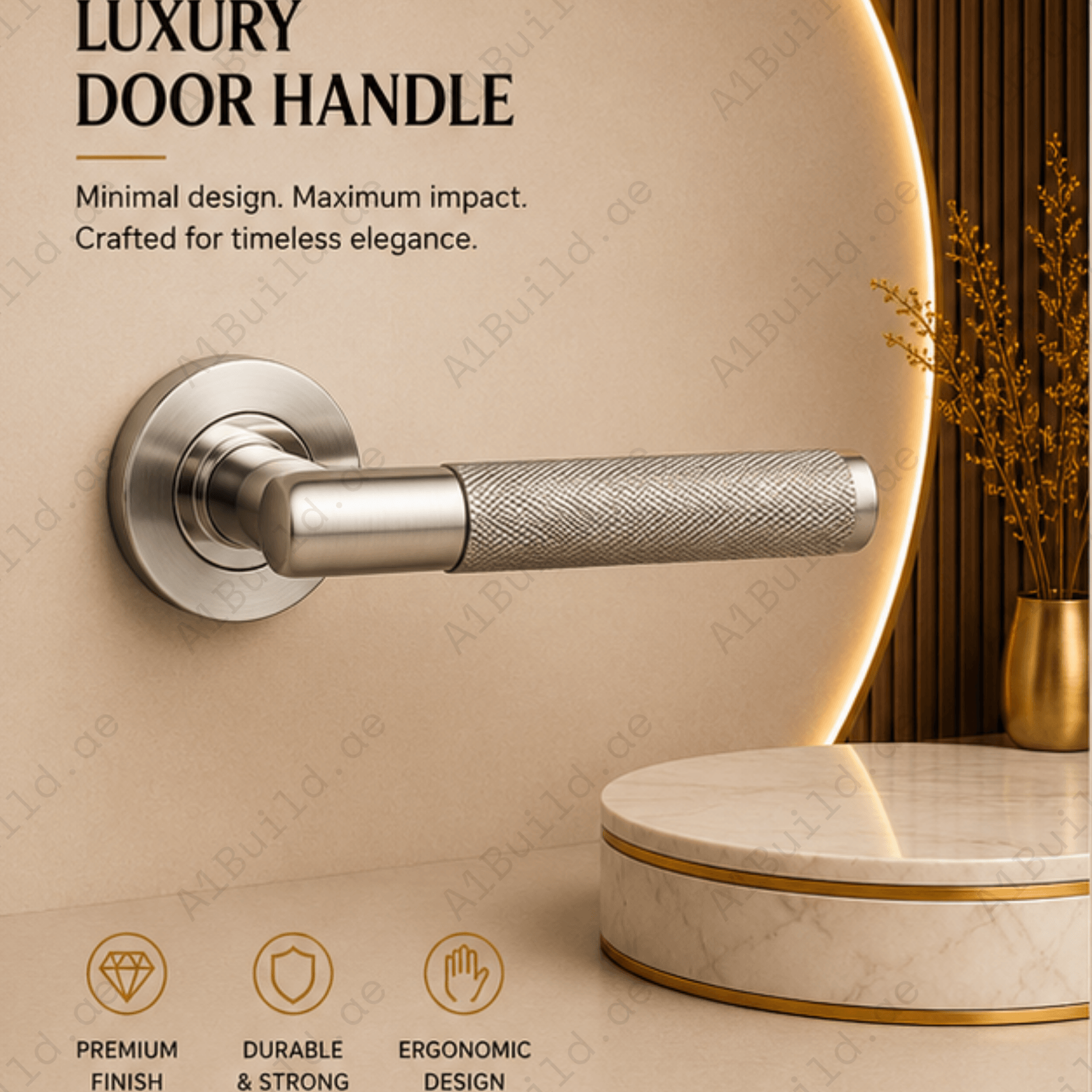 SRH.312 premium stainless steel door lock handle with corrosion-resistant finish. Heavy-duty architectural hardware for homes, hotels, offices, and commercial buildings.