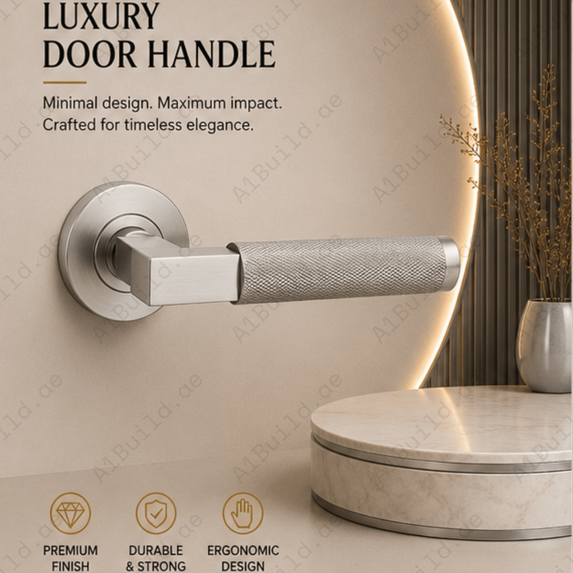 SRH.314 premium stainless steel door lock handle with corrosion-resistant finish. Heavy-duty architectural hardware for homes, hotels, offices, and commercial buildings.