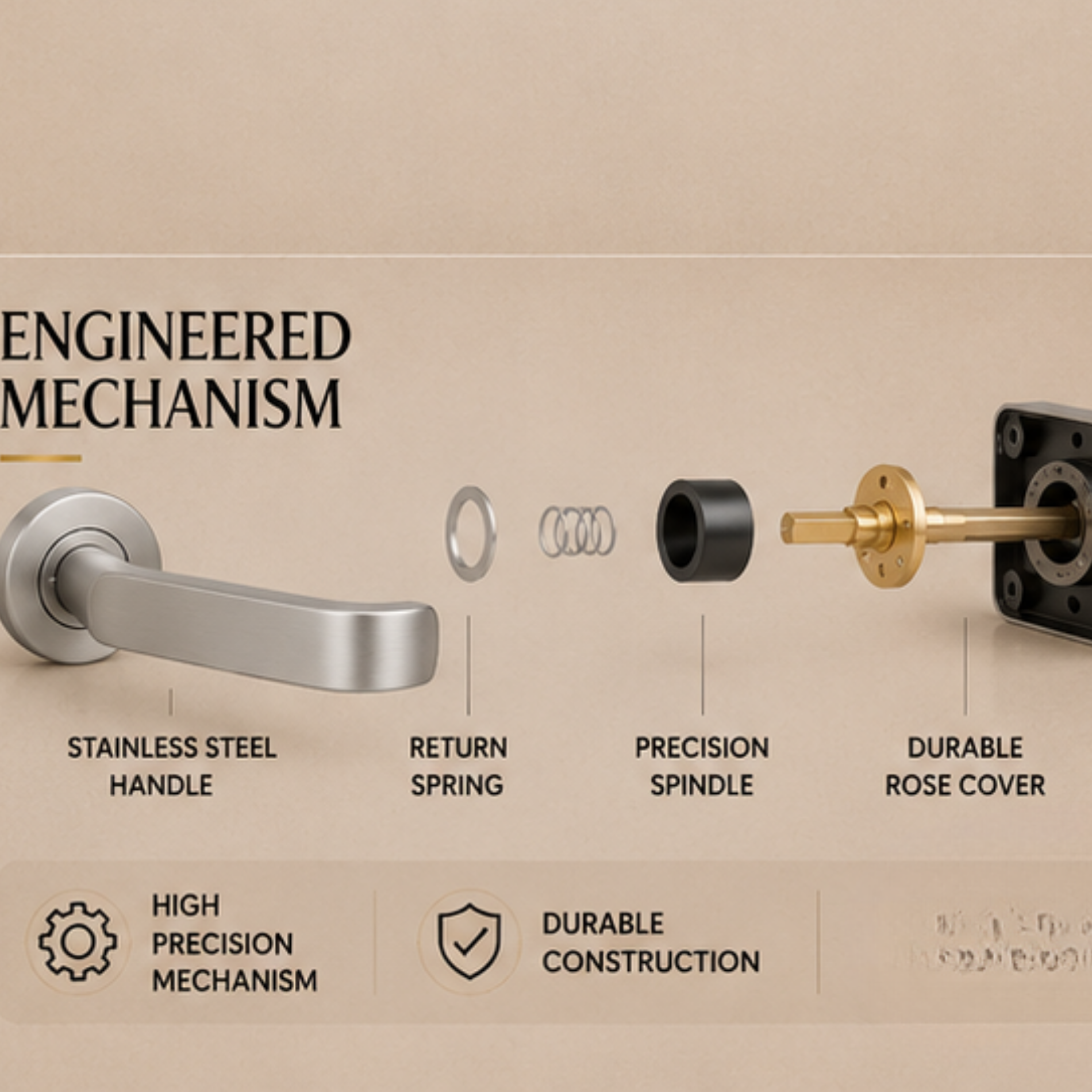 SRH.50 premium stainless steel door handle with a refined brushed finish. A stylish choice for luxury homes, hotels, offices, and contemporary interior spaces.