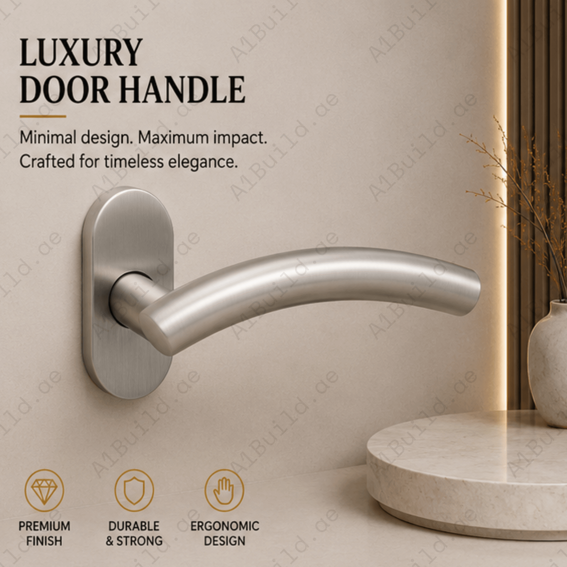 SRH.OV.03 premium stainless steel door handle with a sleek brushed finish. Perfect for luxury homes, hotels, offices, and contemporary interior spaces.