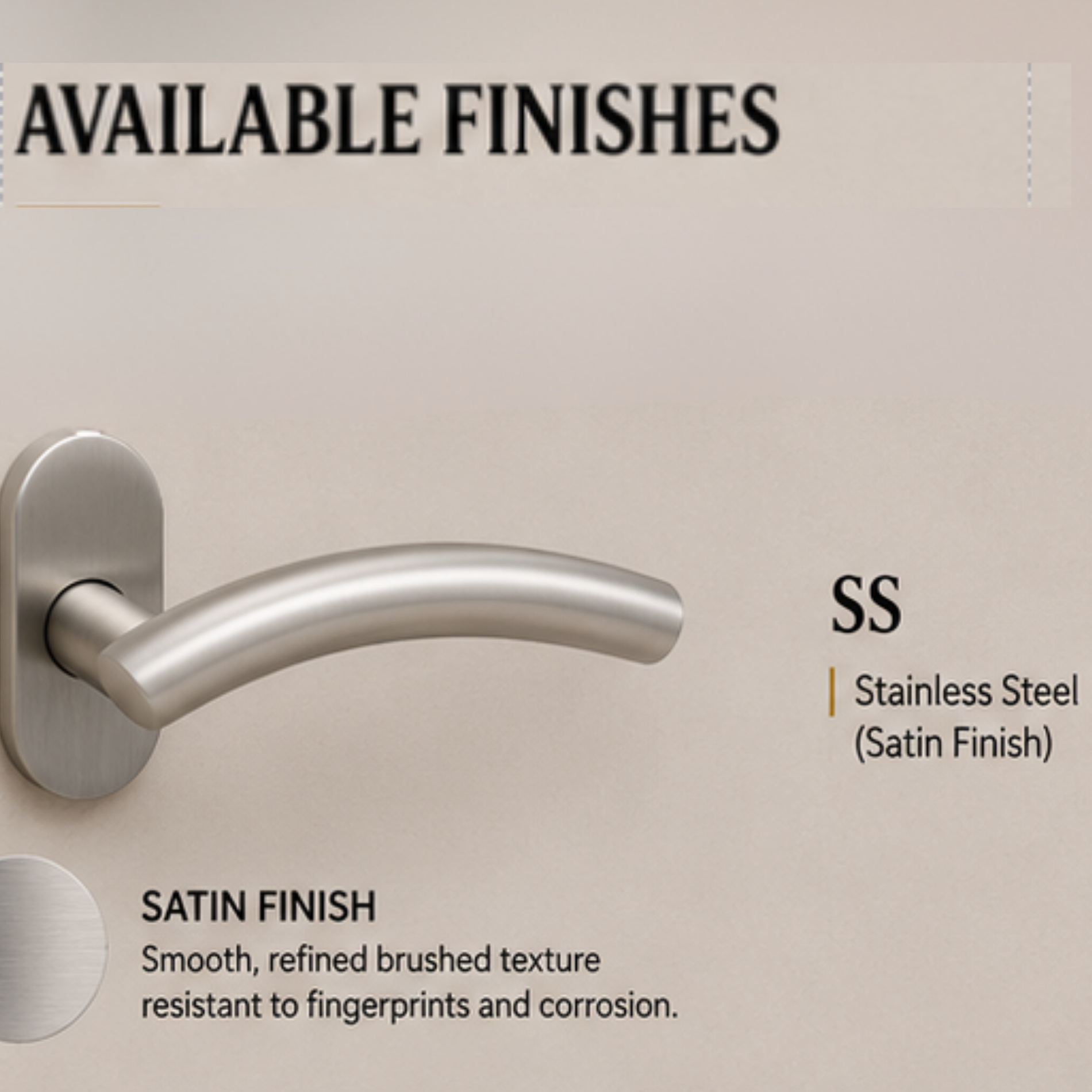 SRH.OV.03 premium stainless steel door handle with a sleek brushed finish. Perfect for luxury homes, hotels, offices, and contemporary interior spaces.